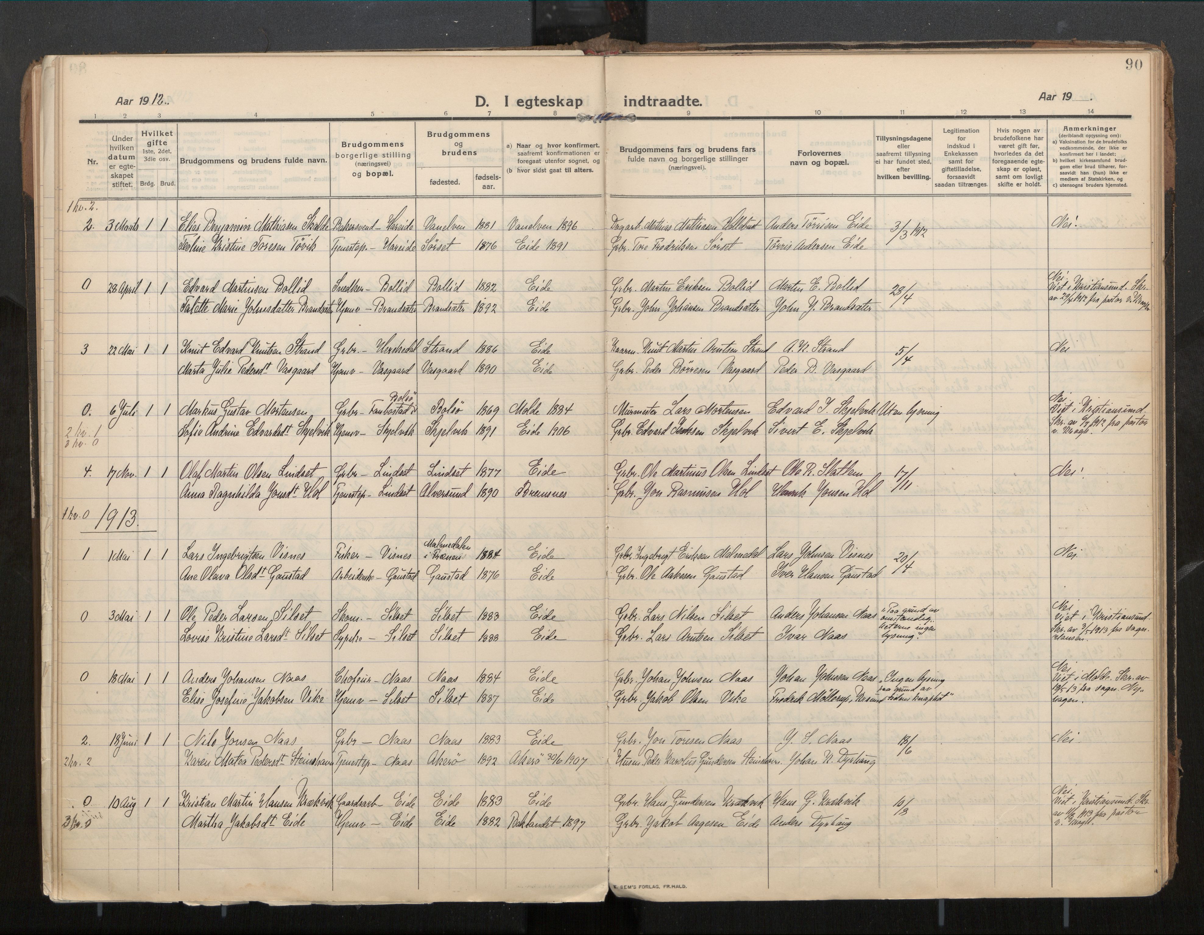 Ministerialprotokoller, klokkerbøker og fødselsregistre - Møre og Romsdal, SAT/A-1454/571/L0836b: Parish register (official) no. 571A03, 1911-1926, p. 90