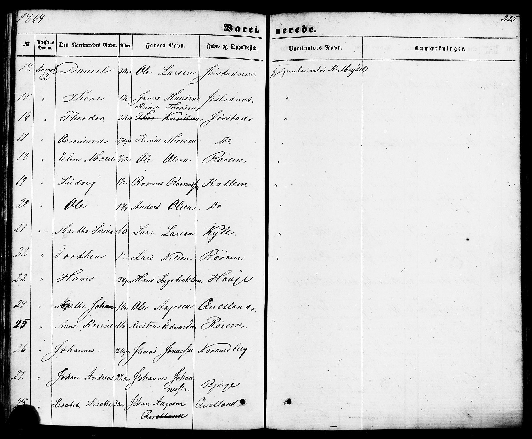 Nedstrand sokneprestkontor, AV/SAST-A-101841/01/IV: Parish register (official) no. A 10, 1861-1887, p. 225