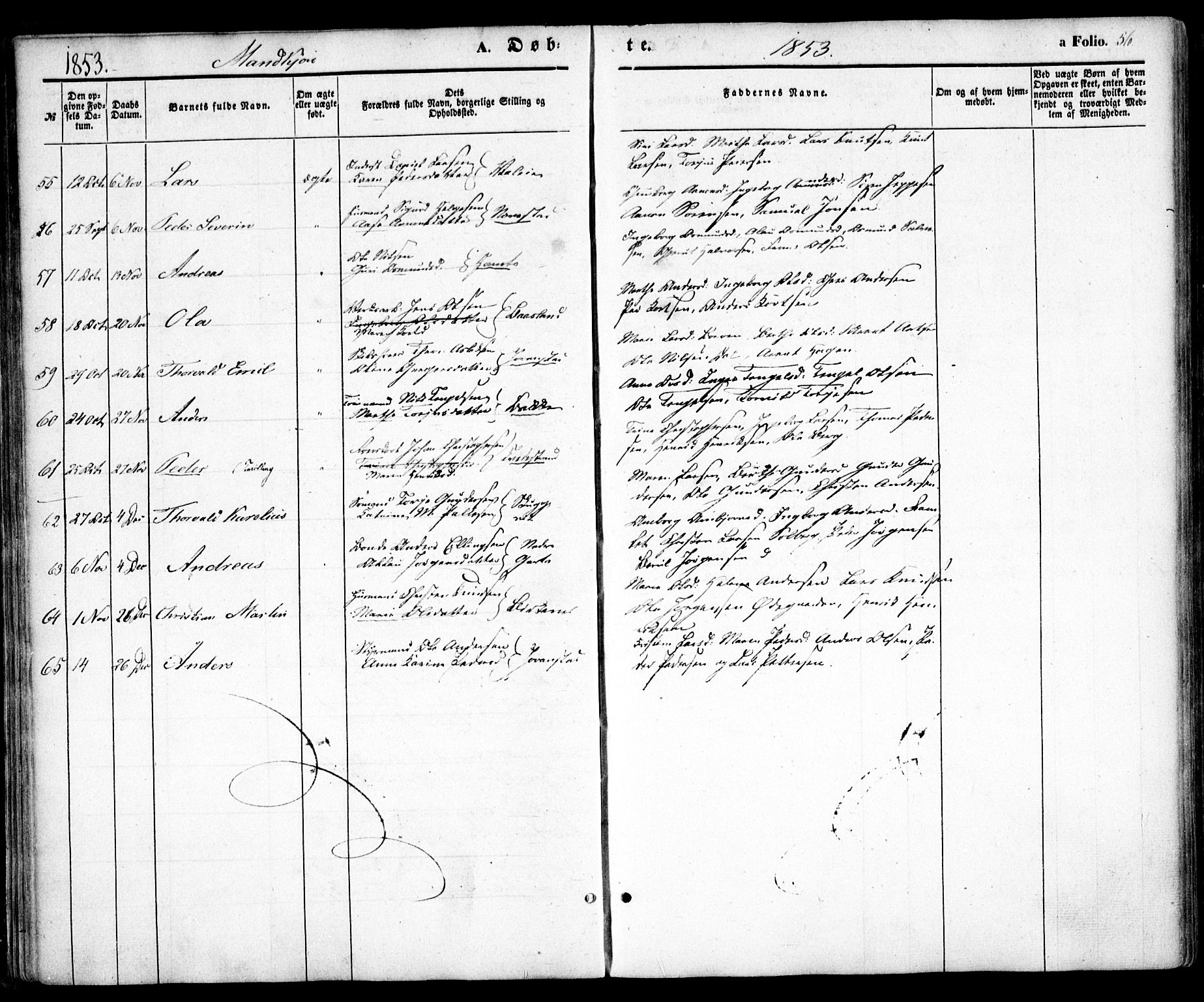 Holt sokneprestkontor, AV/SAK-1111-0021/F/Fa/L0008: Parish register (official) no. A 8, 1849-1860, p. 56