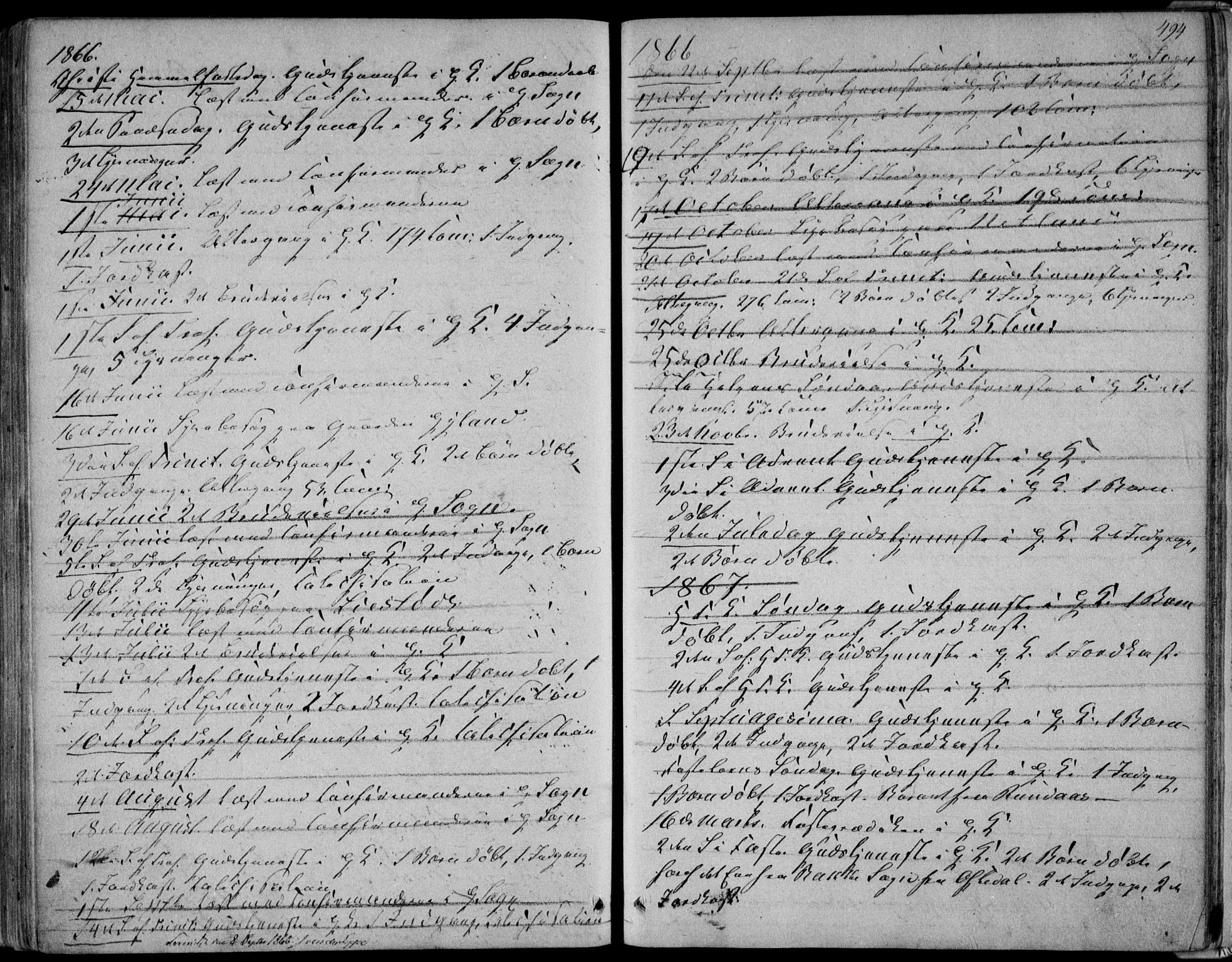 Bakke sokneprestkontor, SAK/1111-0002/F/Fa/Fab/L0002: Parish register (official) no. A 2, 1855-1884, p. 494