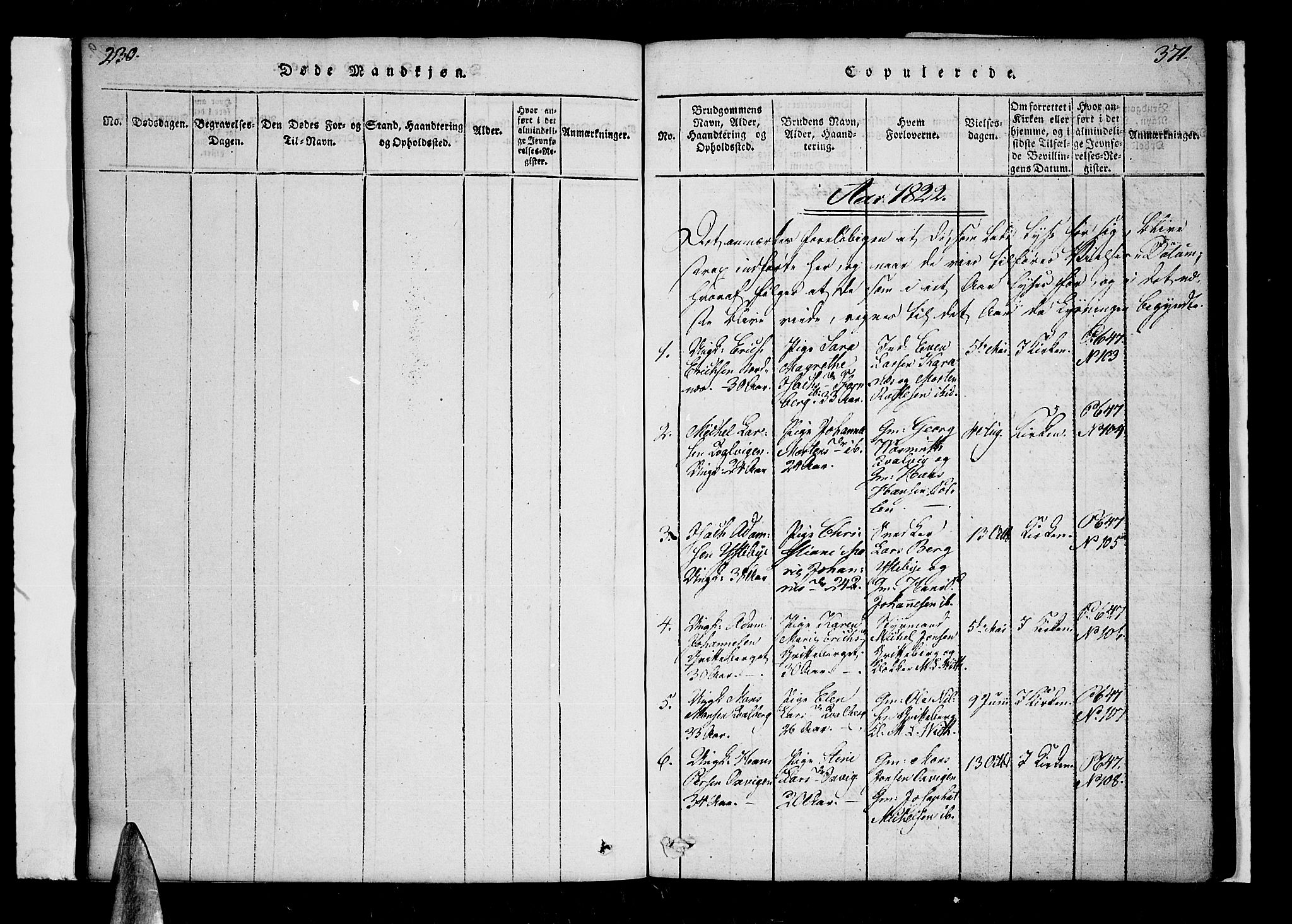 Lyngen sokneprestembete, SATØ/S-1289/H/He/Hea/L0003kirke: Parish register (official) no. 3, 1822-1838, p. 371