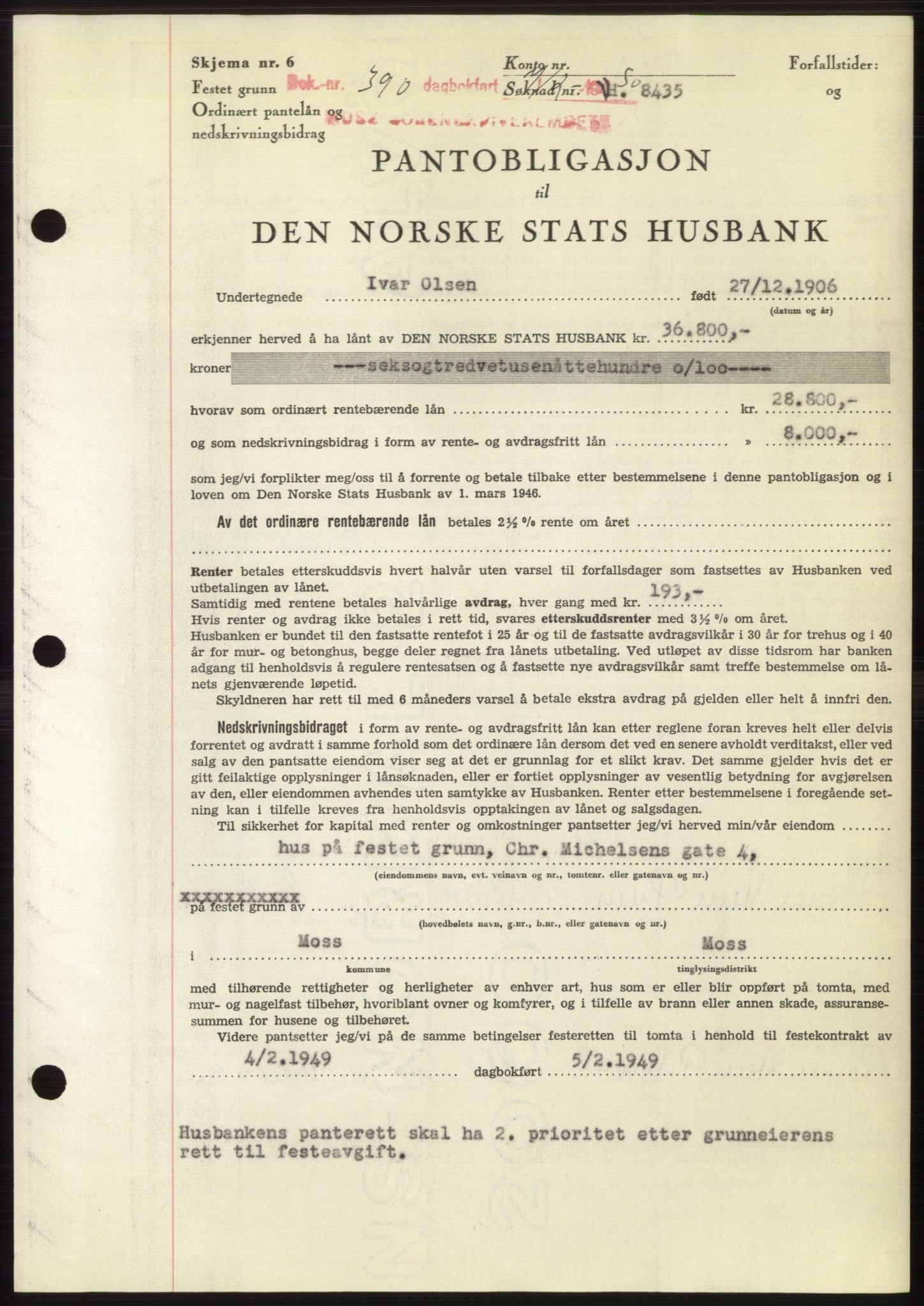 Moss sorenskriveri, SAO/A-10168: Mortgage book no. B23, 1949-1950, Diary no: : 390/1950