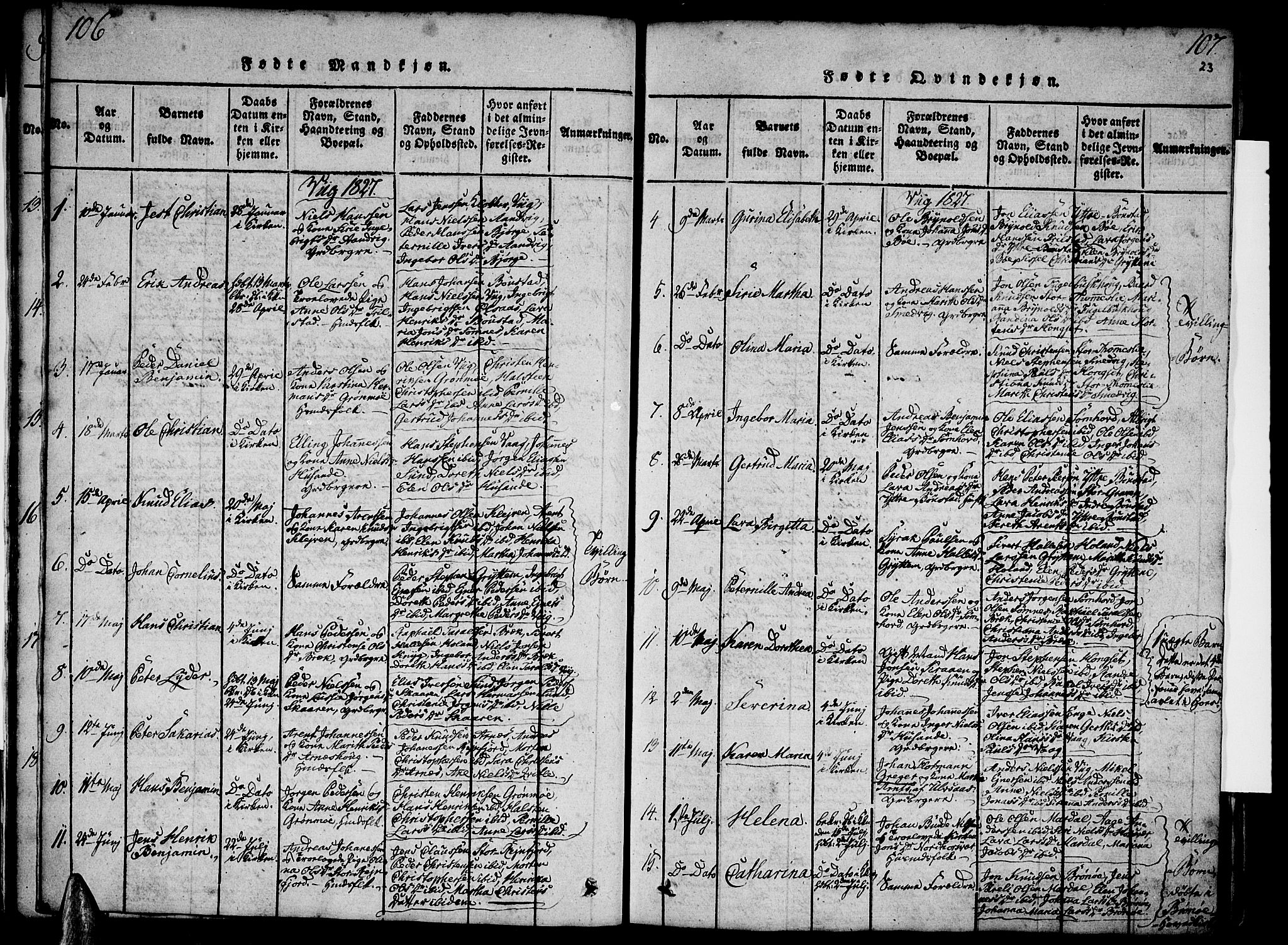 Ministerialprotokoller, klokkerbøker og fødselsregistre - Nordland, SAT/A-1459/812/L0175: Parish register (official) no. 812A04, 1820-1833, p. 106-107