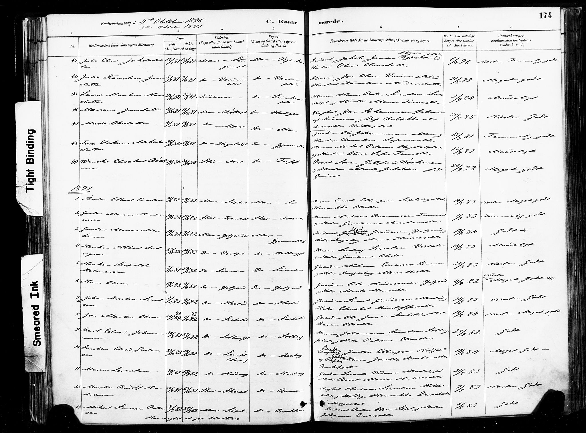 Ministerialprotokoller, klokkerbøker og fødselsregistre - Nord-Trøndelag, SAT/A-1458/735/L0351: Parish register (official) no. 735A10, 1884-1908, p. 174