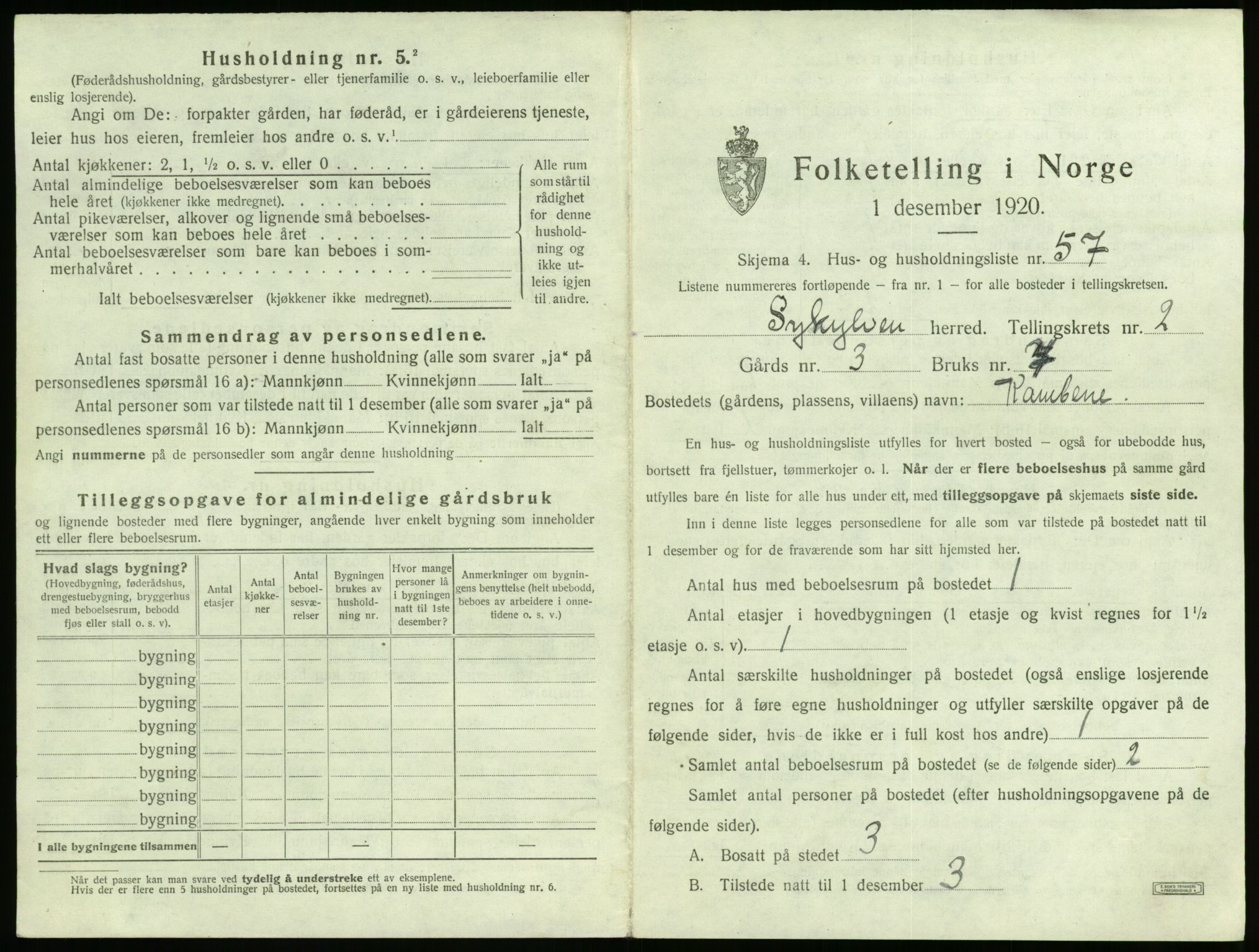 SAT, 1920 census for Sykkylven, 1920, p. 237