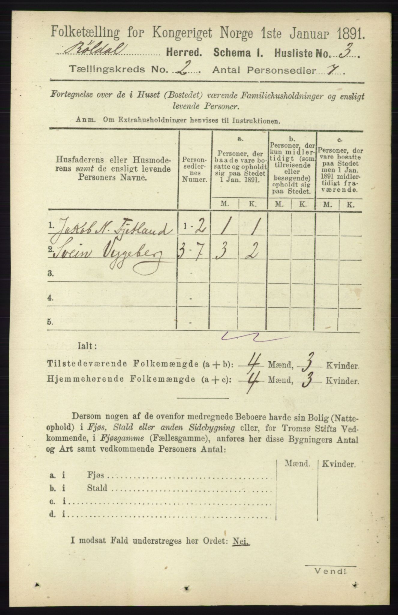 RA, 1891 census for 1229 Røldal, 1891, p. 474