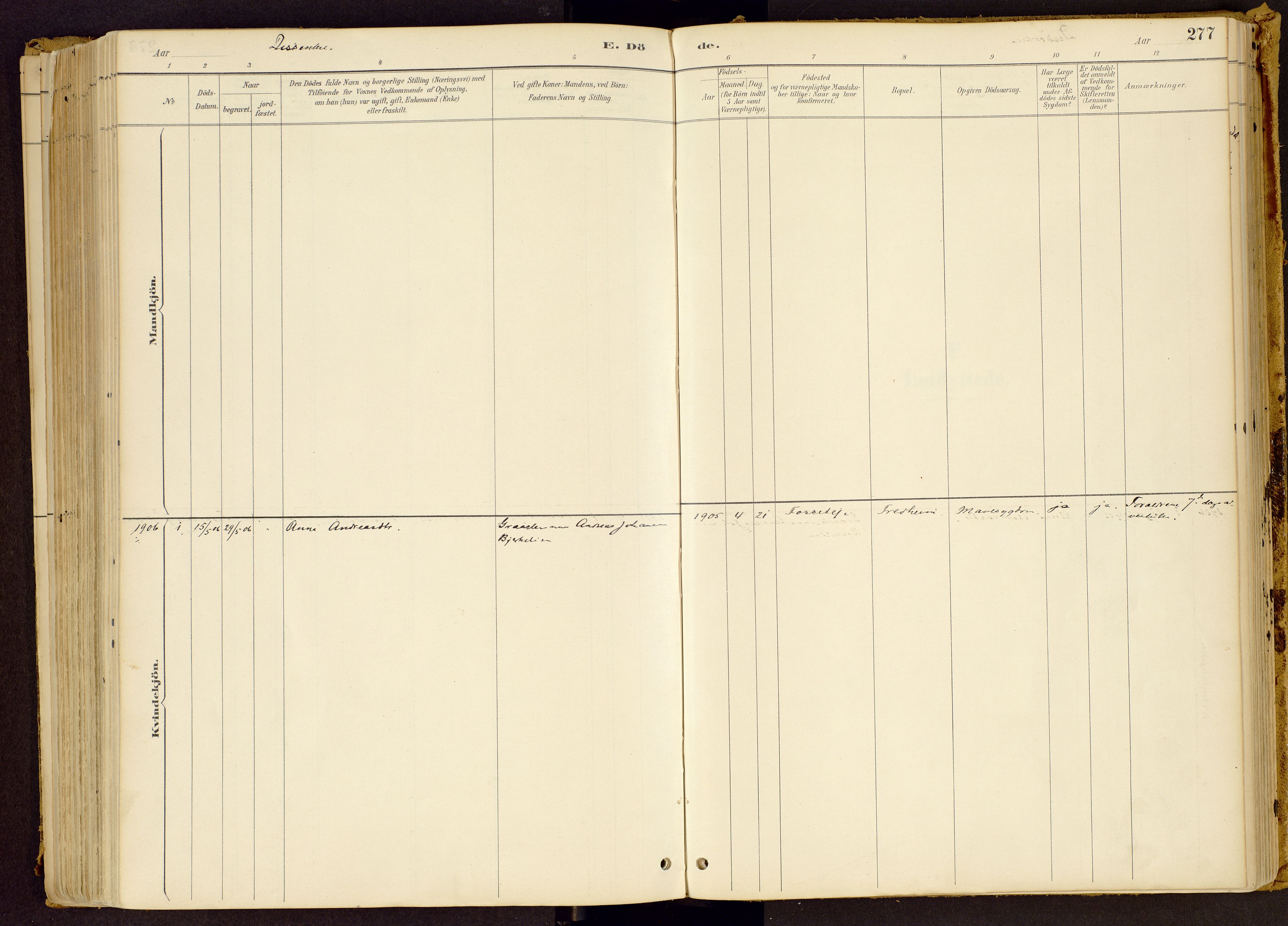 Vestre Gausdal prestekontor, SAH/PREST-094/H/Ha/Haa/L0001: Parish register (official) no. 1, 1887-1914, p. 277