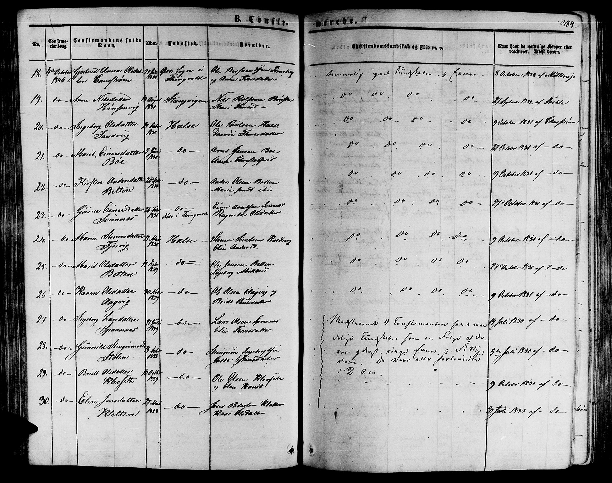 Ministerialprotokoller, klokkerbøker og fødselsregistre - Møre og Romsdal, AV/SAT-A-1454/592/L1025: Parish register (official) no. 592A03 /2, 1831-1849, p. 384