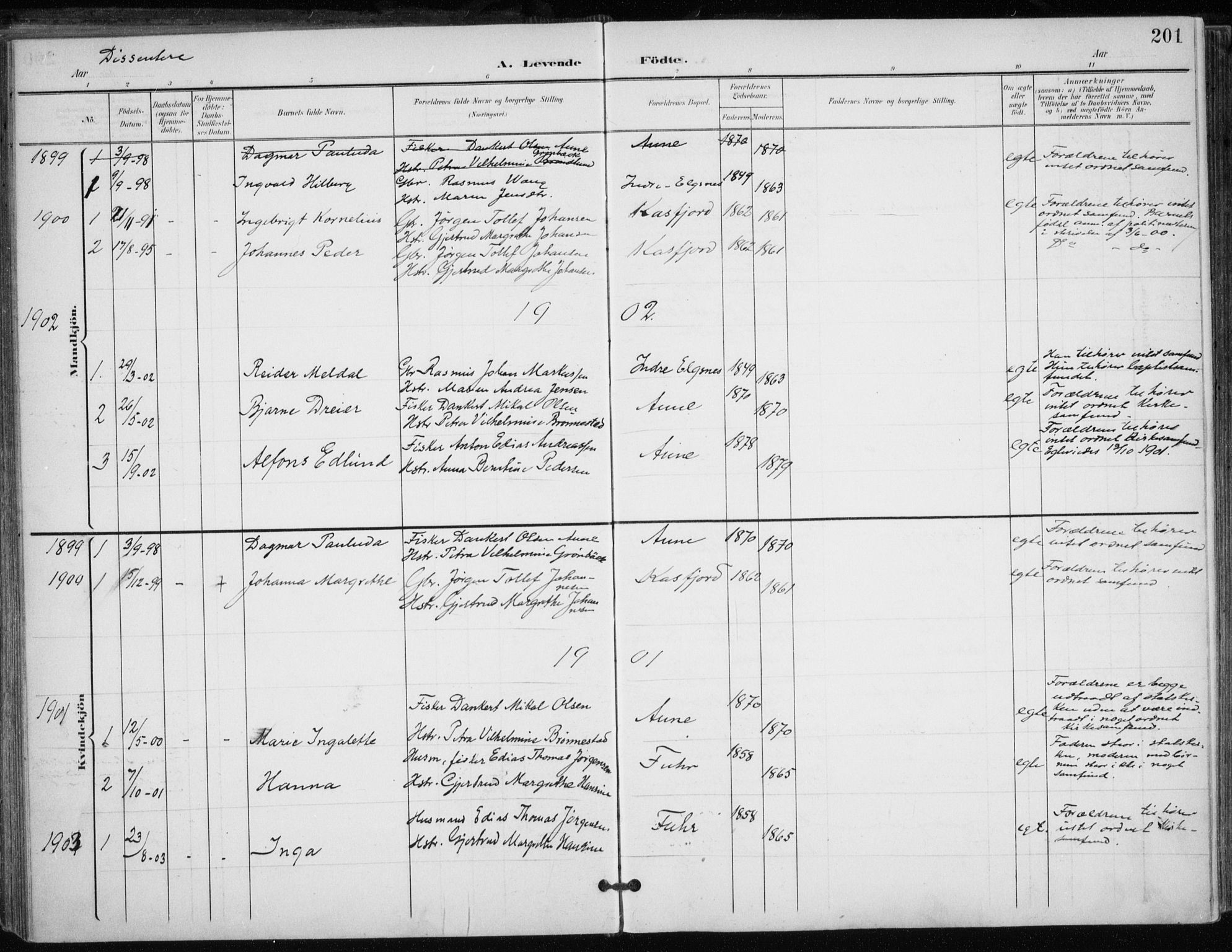 Trondenes sokneprestkontor, SATØ/S-1319/H/Ha/L0017kirke: Parish register (official) no. 17, 1899-1908, p. 201