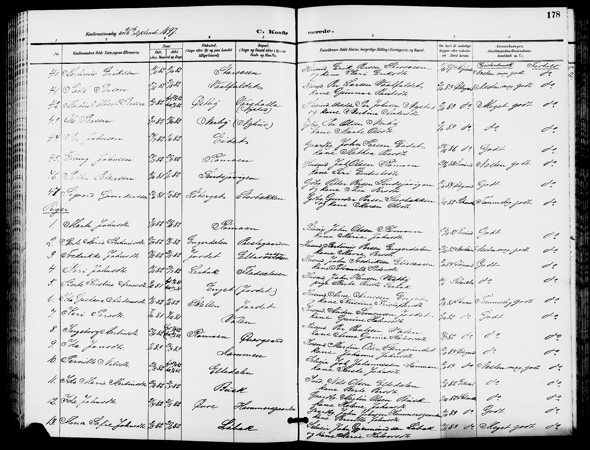 Trysil prestekontor, AV/SAH-PREST-046/H/Ha/Hab/L0006: Parish register (copy) no. 6, 1896-1912, p. 178