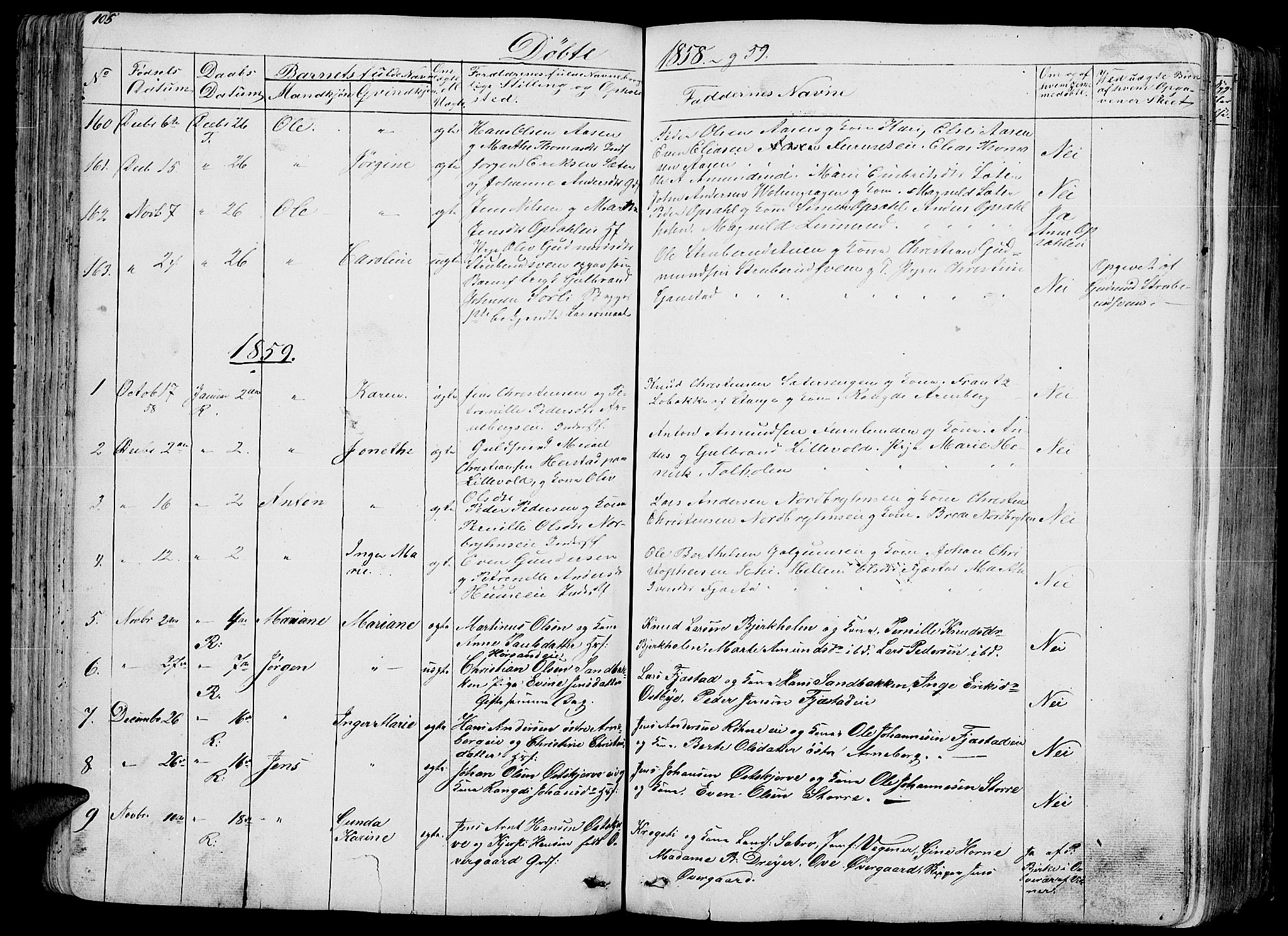 Romedal prestekontor, SAH/PREST-004/L/L0009: Parish register (copy) no. 9, 1846-1866, p. 105