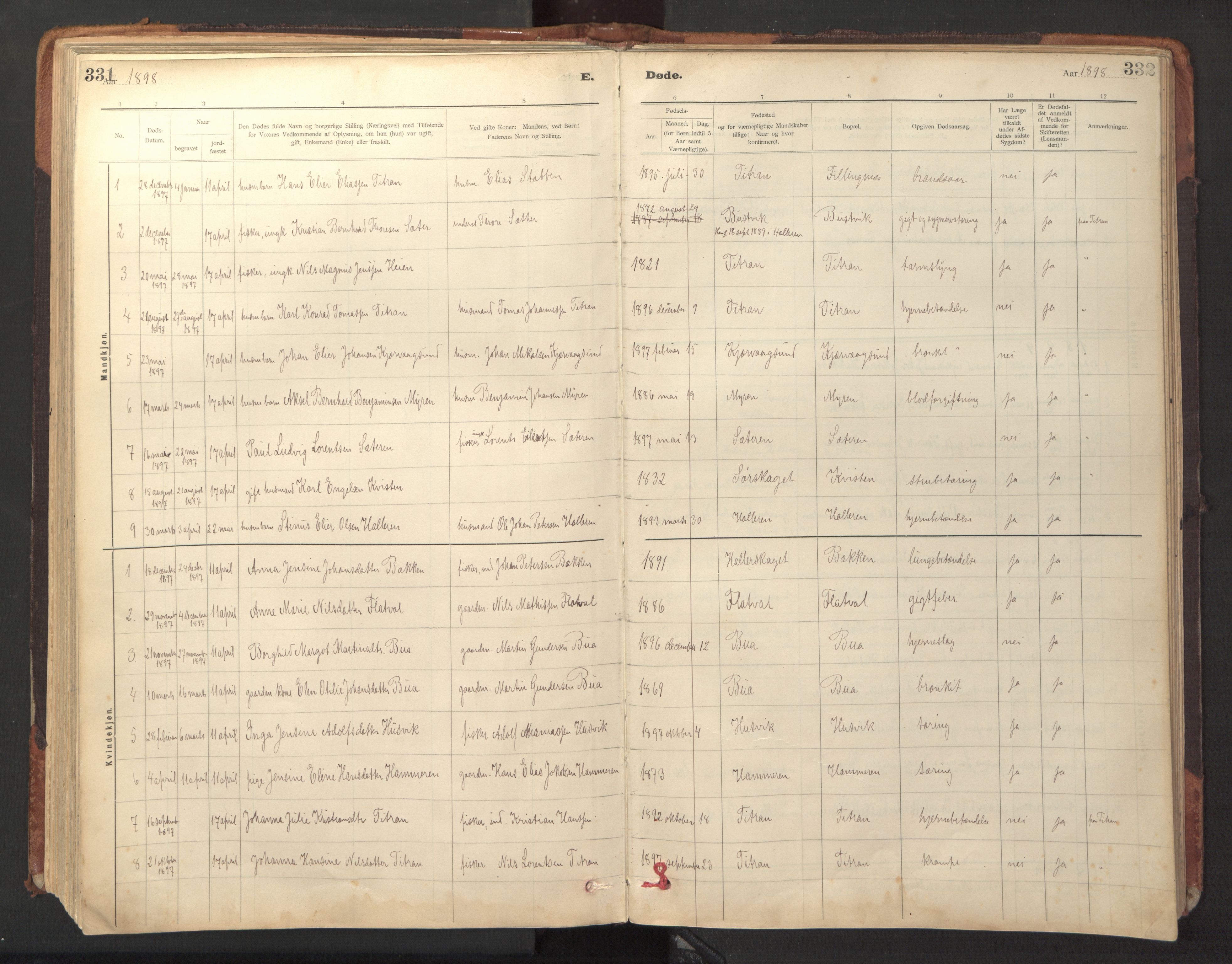 Ministerialprotokoller, klokkerbøker og fødselsregistre - Sør-Trøndelag, SAT/A-1456/641/L0596: Parish register (official) no. 641A02, 1898-1915, p. 331-332