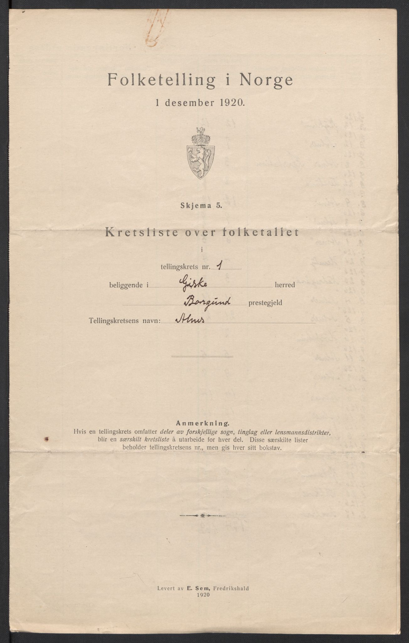 SAT, 1920 census for Giske, 1920, p. 9