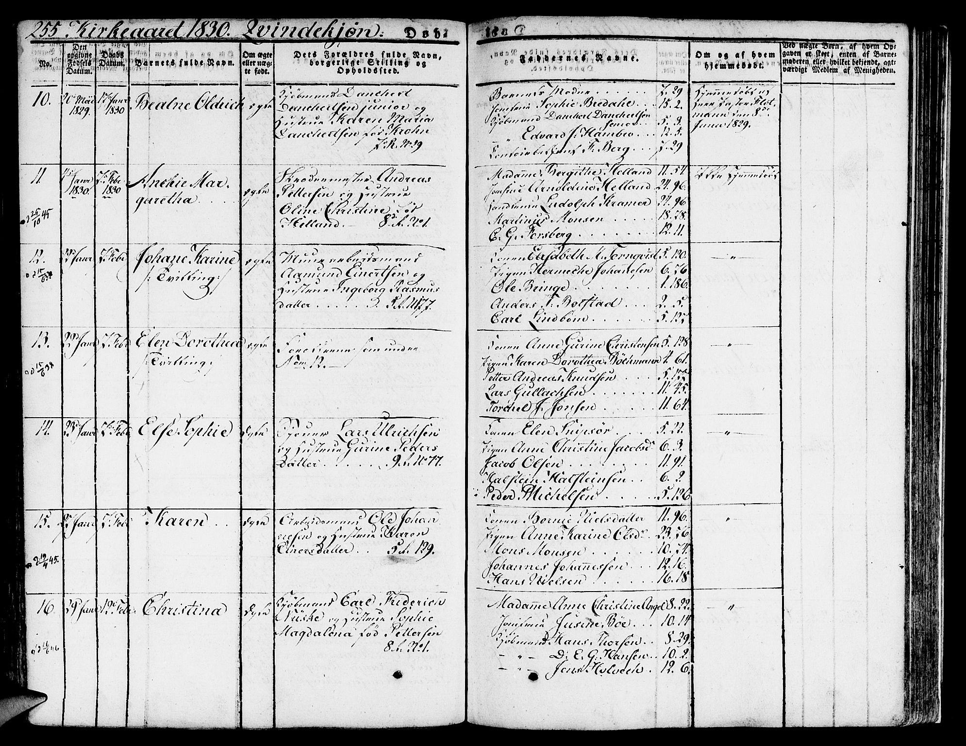Nykirken Sokneprestembete, SAB/A-77101/H/Hab: Parish register (copy) no. A 5I, 1821-1841, p. 255