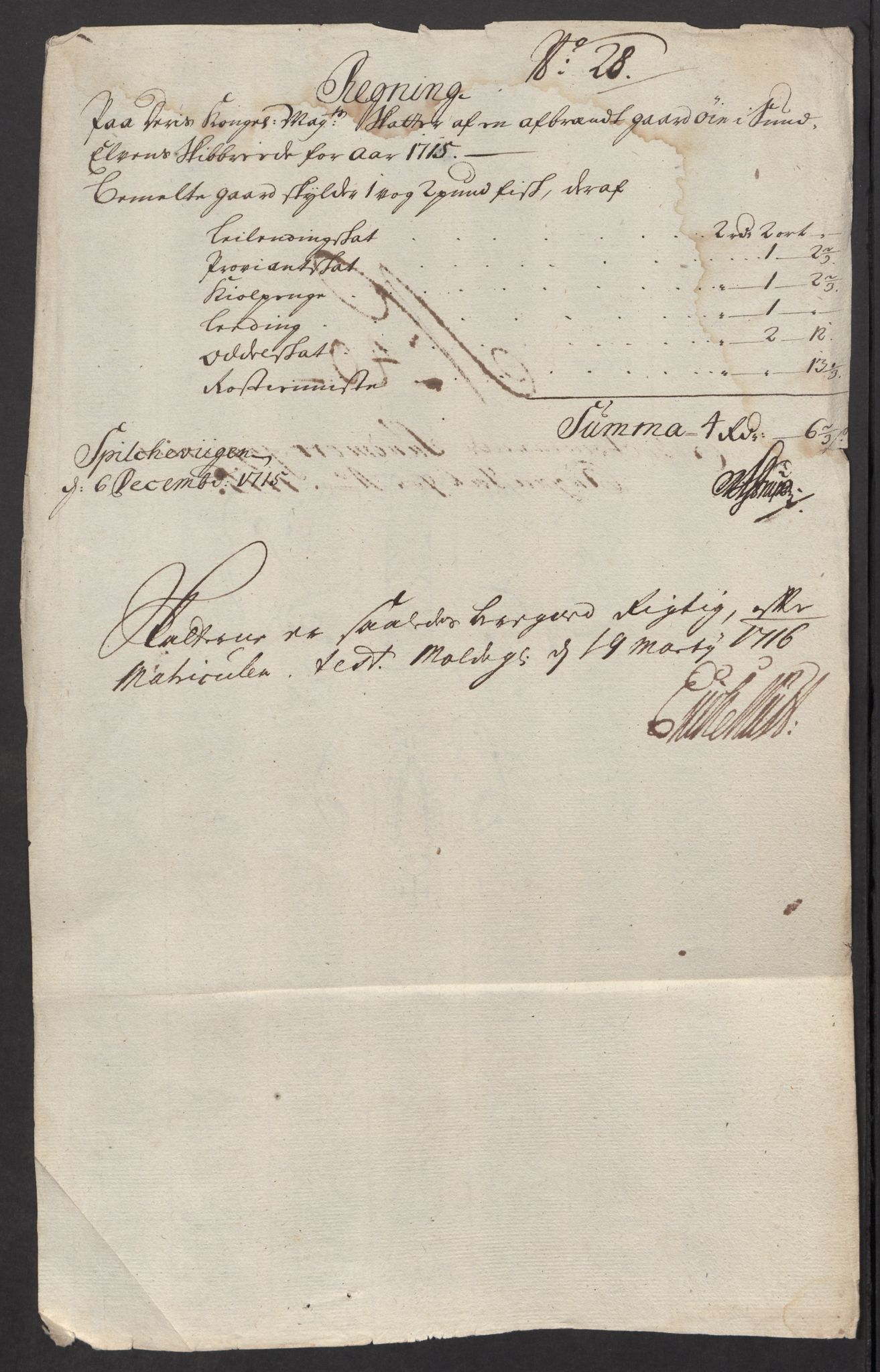 Rentekammeret inntil 1814, Reviderte regnskaper, Fogderegnskap, AV/RA-EA-4092/R54/L3567: Fogderegnskap Sunnmøre, 1715, p. 248