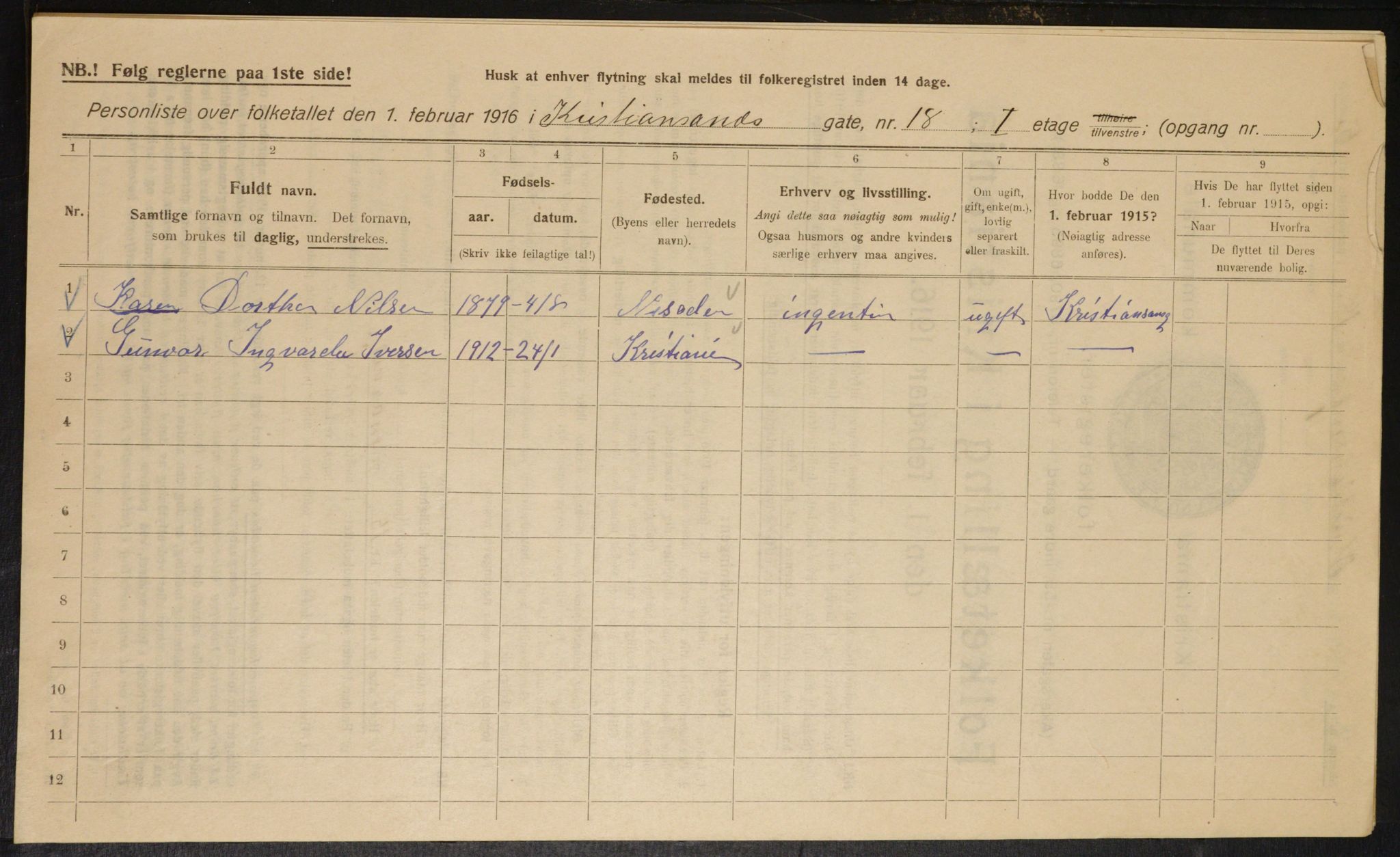 OBA, Municipal Census 1916 for Kristiania, 1916, p. 55627