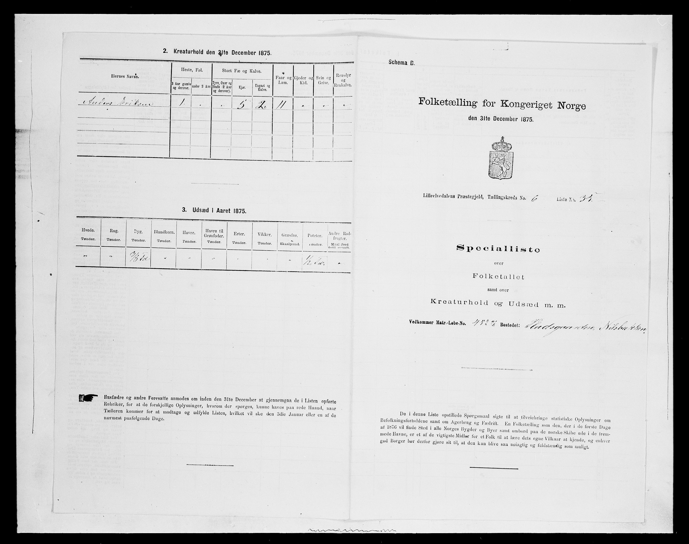 SAH, 1875 census for 0438P Lille Elvedalen, 1875, p. 576