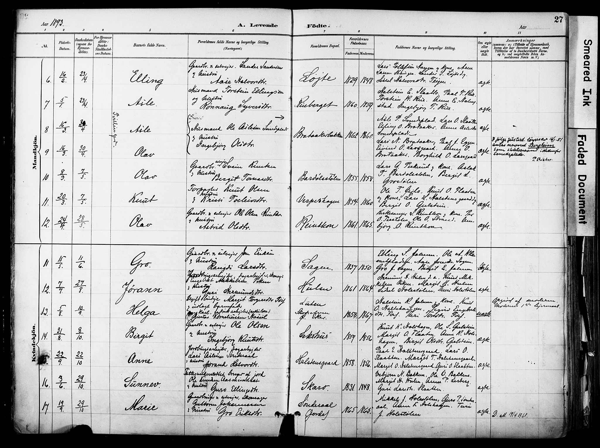 Hol kirkebøker, AV/SAKO-A-227/F/Fa/L0003: Parish register (official) no. I 3, 1887-1918, p. 27