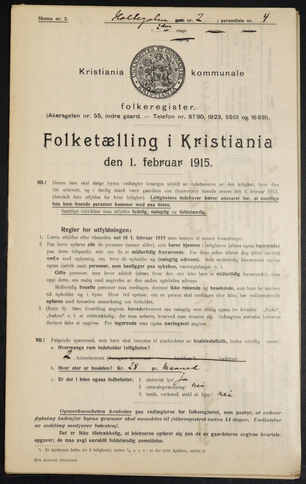 OBA, Municipal Census 1915 for Kristiania, 1915, p. 40717