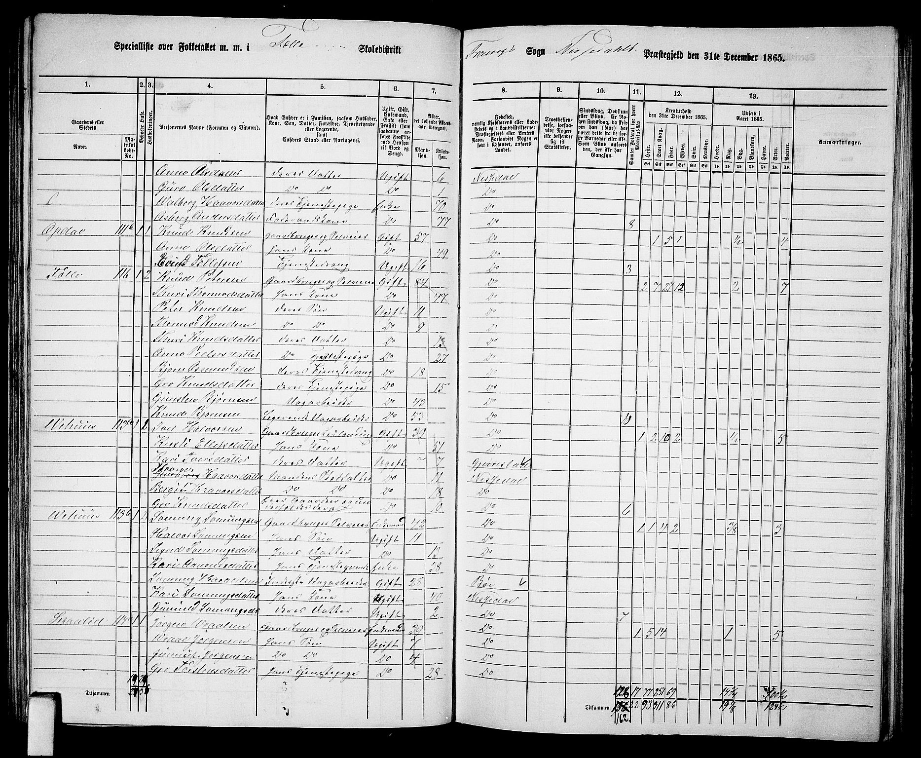 RA, 1865 census for Nissedal, 1865, p. 89