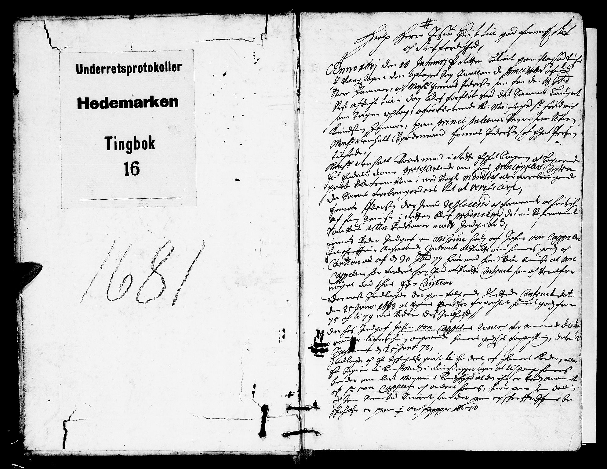 Hedemarken sorenskriveri, SAH/TING-034/G/Gb/L0017: Tingbok, 1681, p. 0b-1a