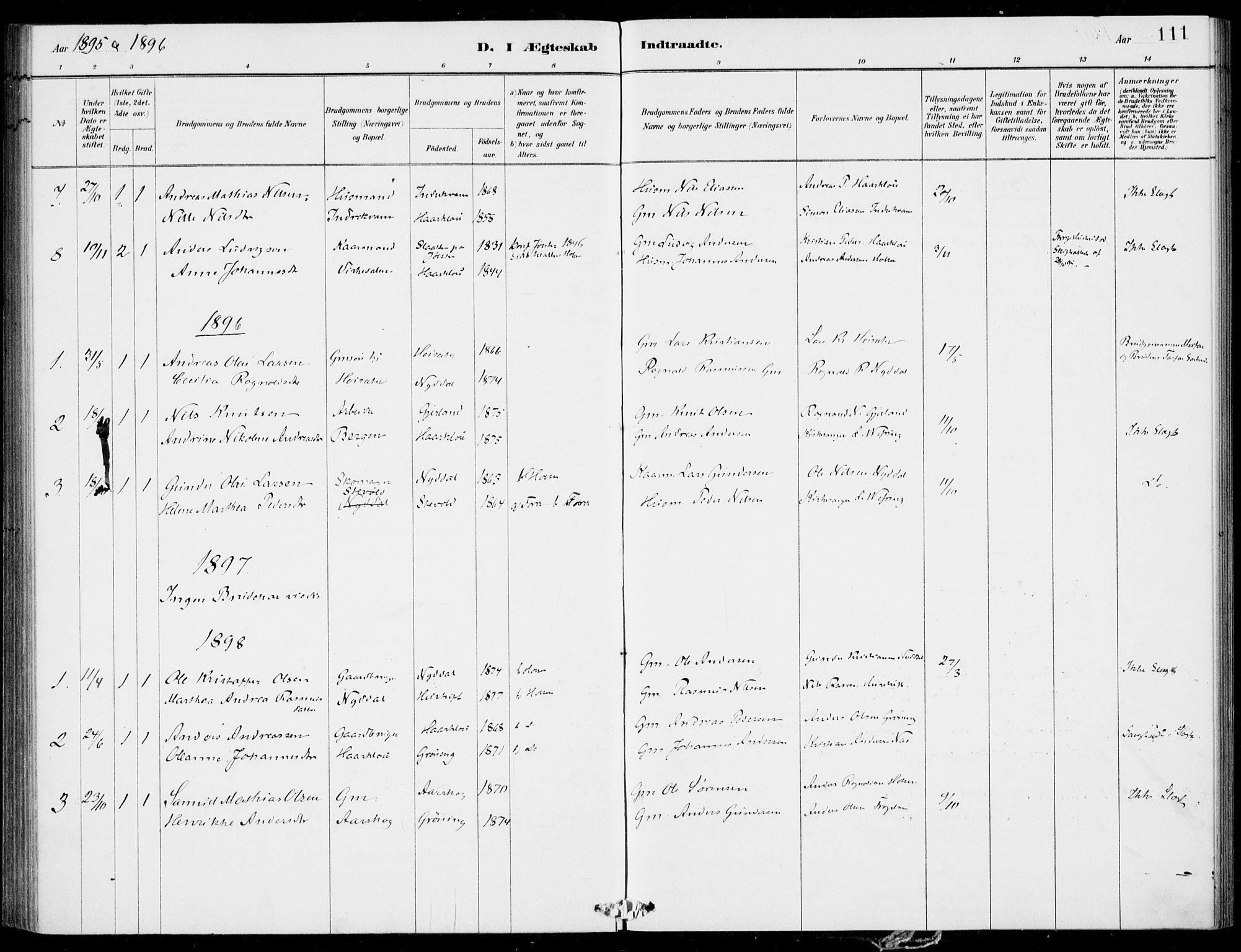 Førde sokneprestembete, SAB/A-79901/H/Haa/Haac/L0001: Parish register (official) no. C  1, 1881-1920, p. 111