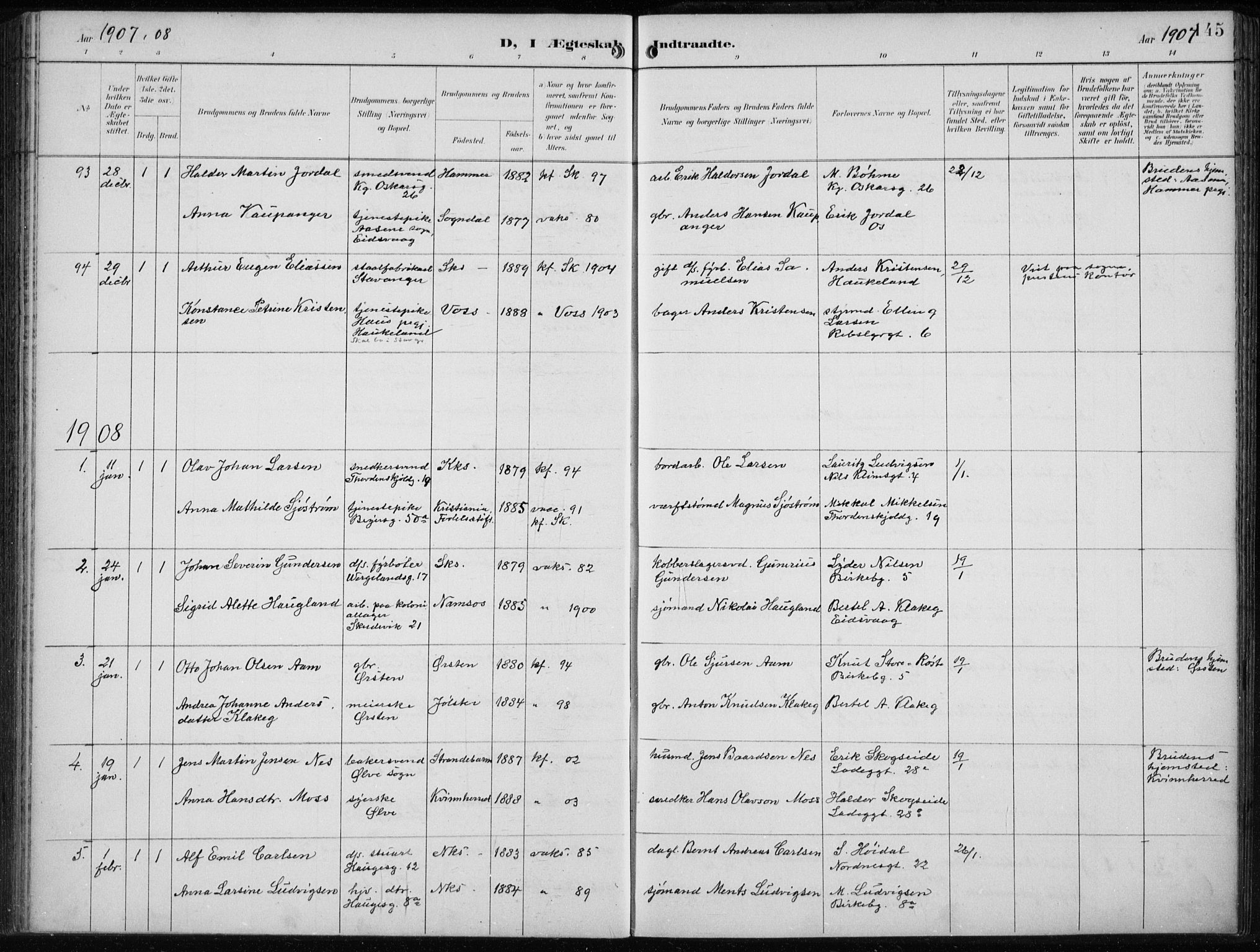 Sandviken Sokneprestembete, SAB/A-77601/H/Ha/L0014: Parish register (official) no. D 1, 1896-1911, p. 145