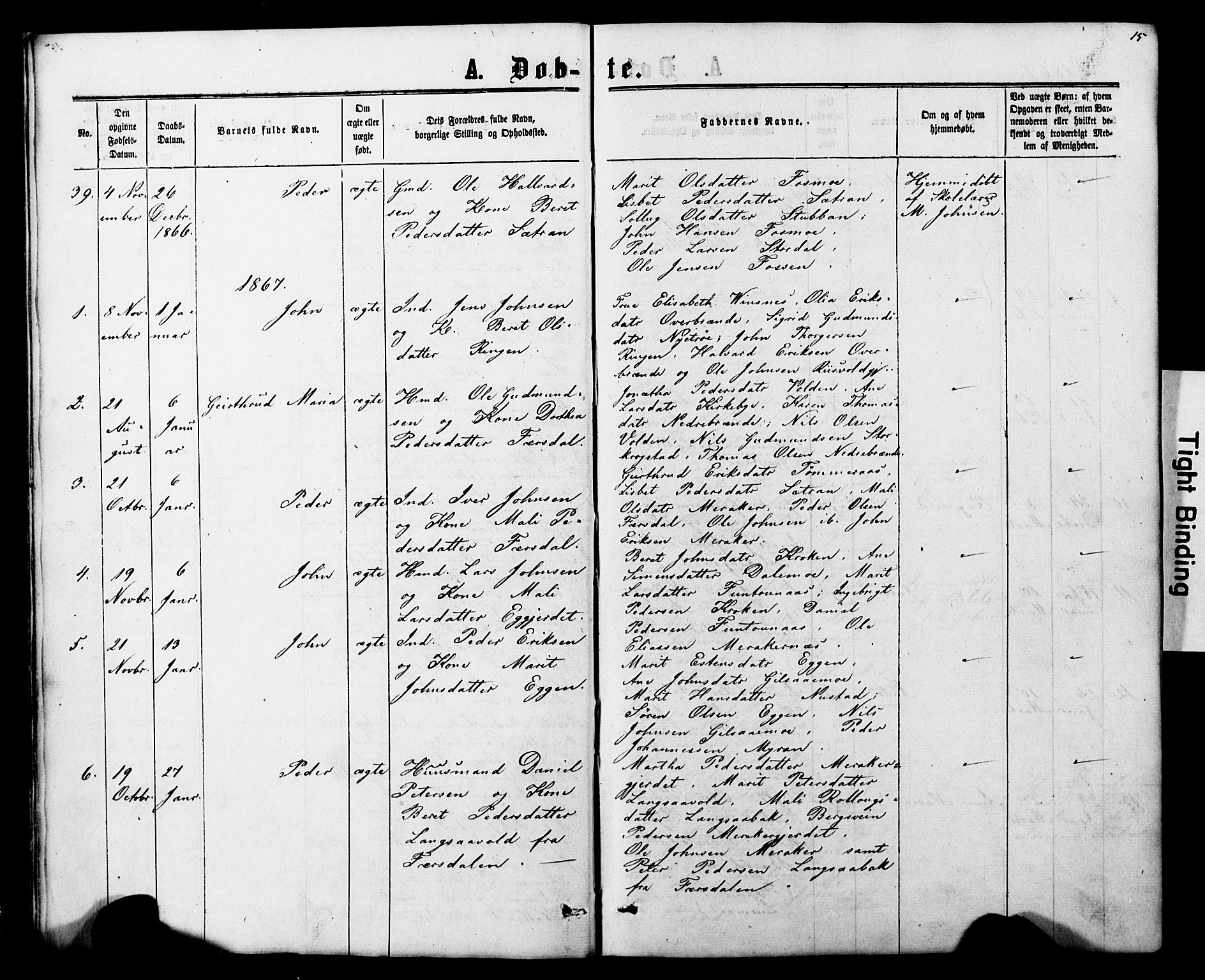 Ministerialprotokoller, klokkerbøker og fødselsregistre - Nord-Trøndelag, SAT/A-1458/706/L0049: Parish register (copy) no. 706C01, 1864-1895, p. 15