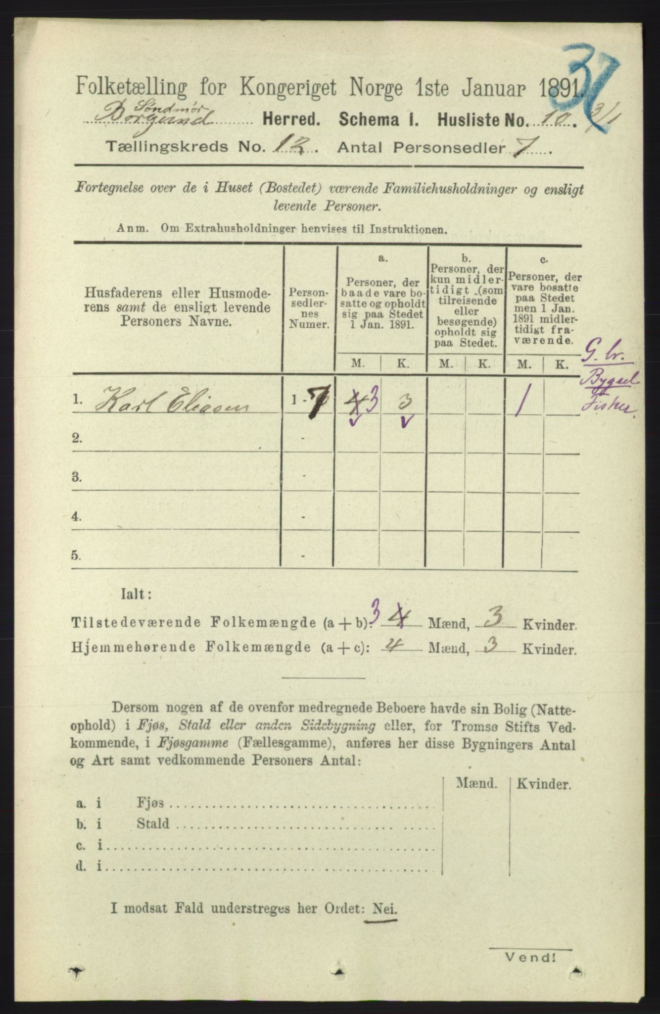 RA, 1891 census for 1531 Borgund, 1891, p. 3149