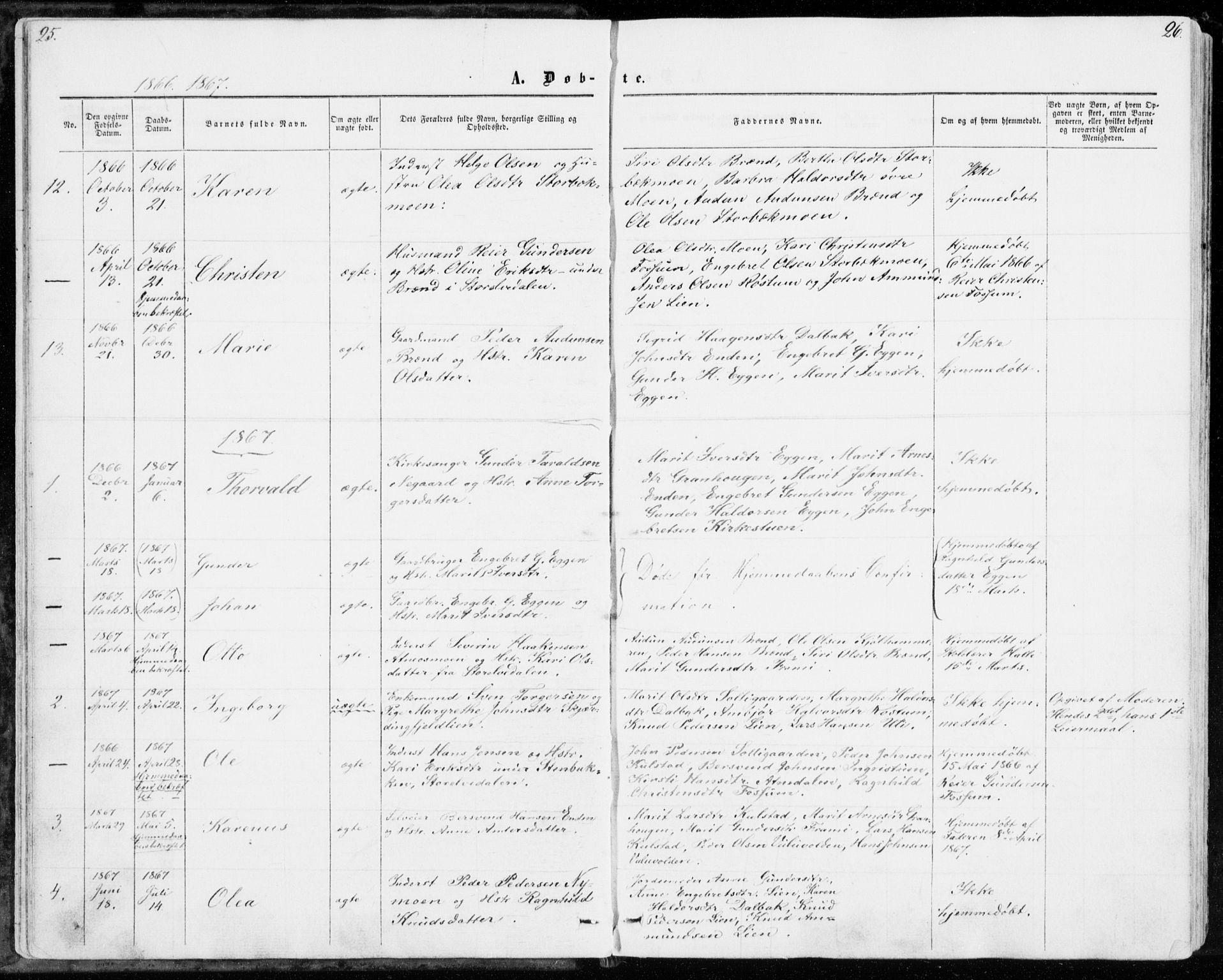 Sollia prestekontor, SAH/PREST-050/H/Ha/Haa/L0001: Parish register (official) no. 1, 1856-1885, p. 25-26