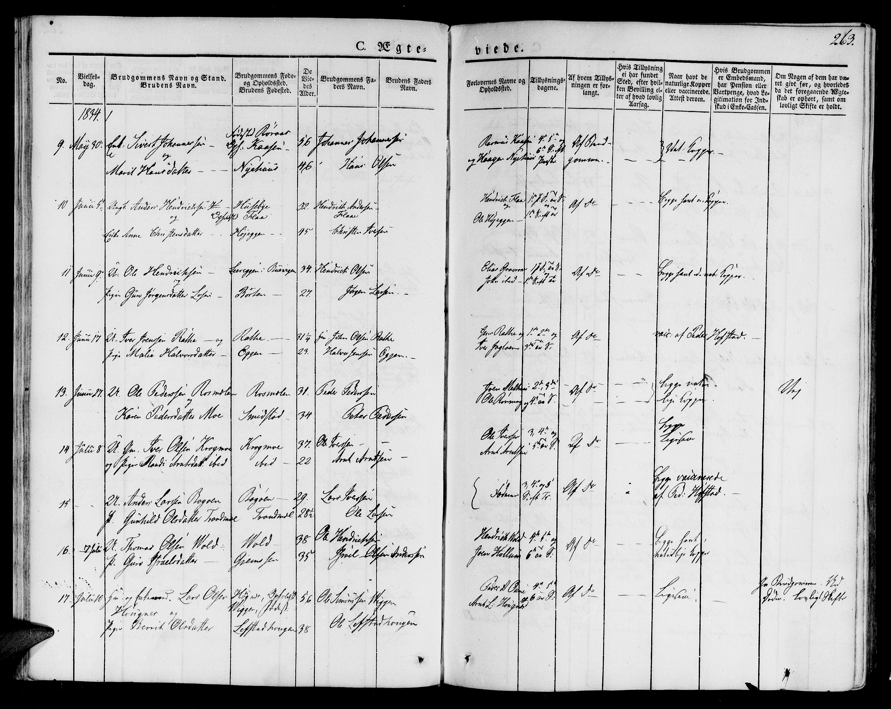 Ministerialprotokoller, klokkerbøker og fødselsregistre - Sør-Trøndelag, SAT/A-1456/691/L1070: Parish register (official) no. 691A05 /1, 1826-1841, p. 263