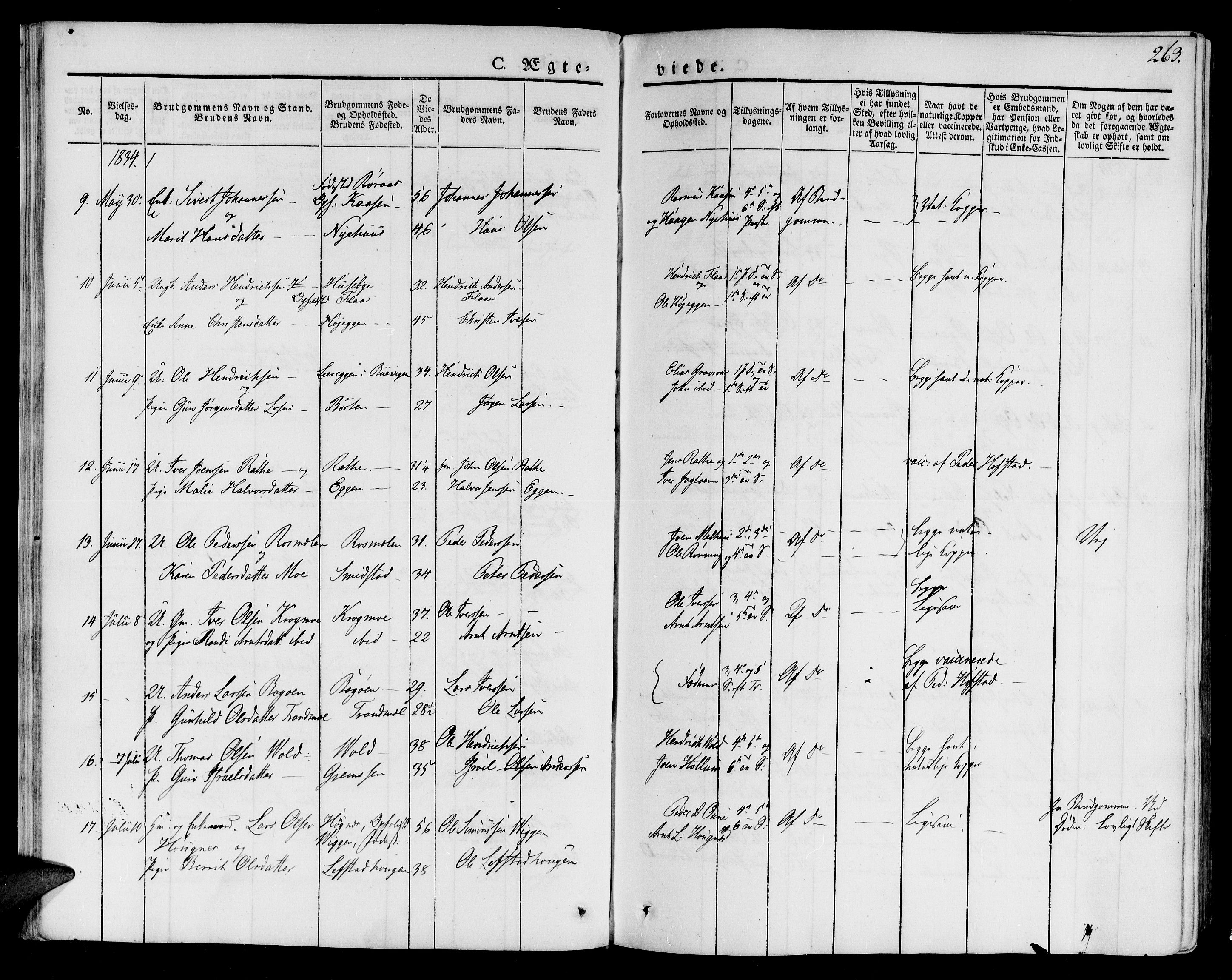 Ministerialprotokoller, klokkerbøker og fødselsregistre - Sør-Trøndelag, AV/SAT-A-1456/691/L1070: Parish register (official) no. 691A05 /1, 1826-1841, p. 263