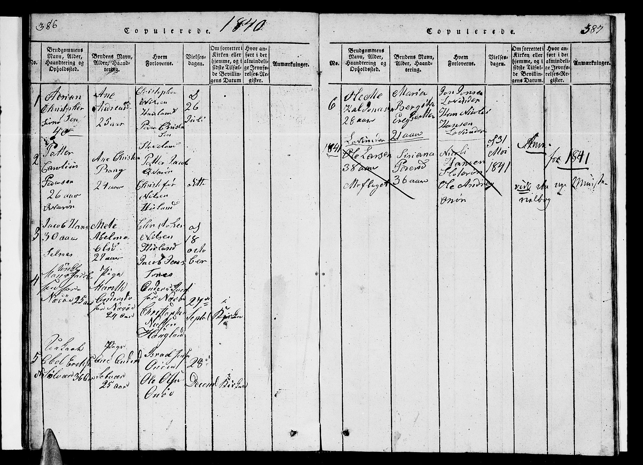 Ministerialprotokoller, klokkerbøker og fødselsregistre - Nordland, SAT/A-1459/839/L0571: Parish register (copy) no. 839C01, 1820-1840, p. 386-387