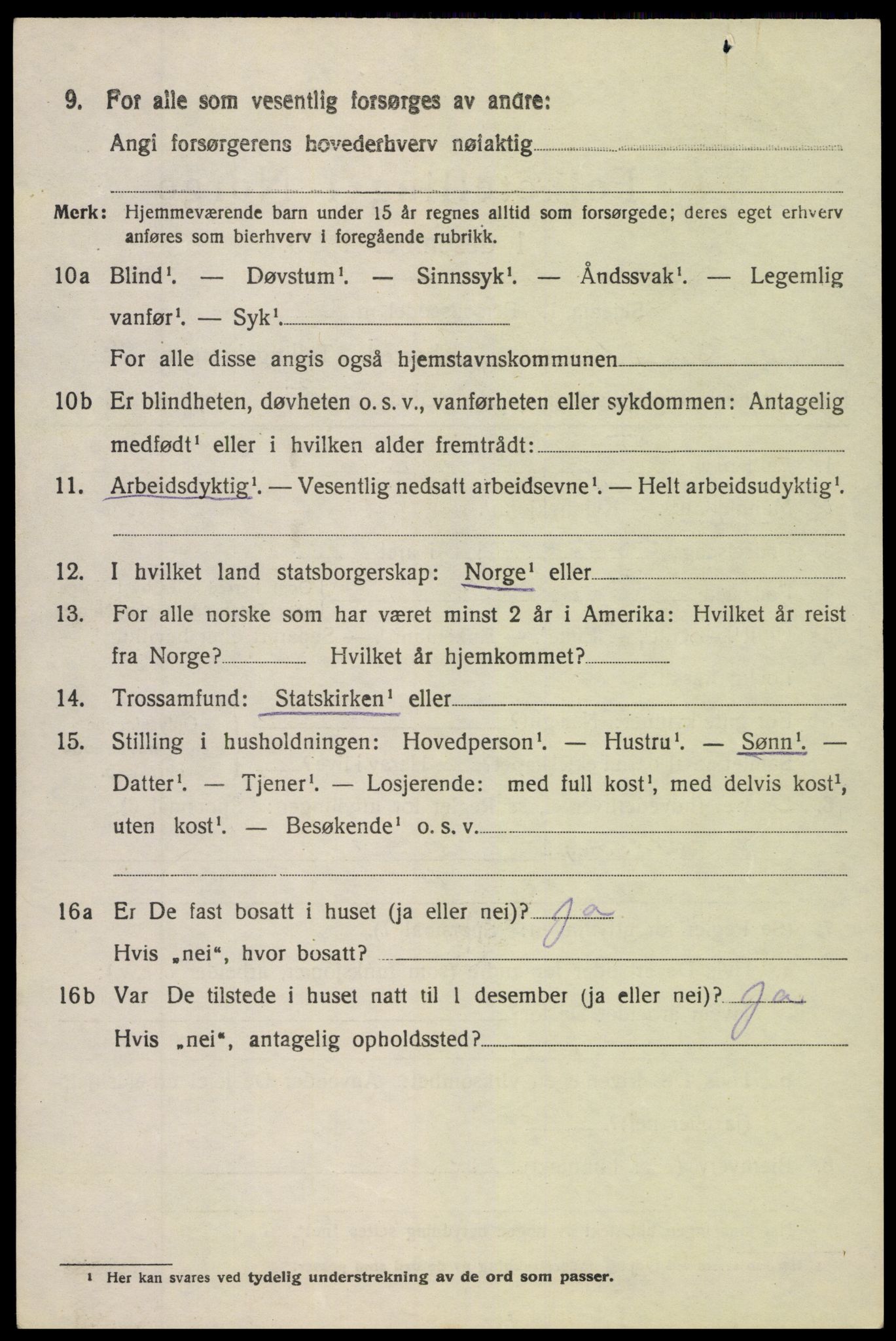 SAK, 1920 census for Vegårshei, 1920, p. 1901