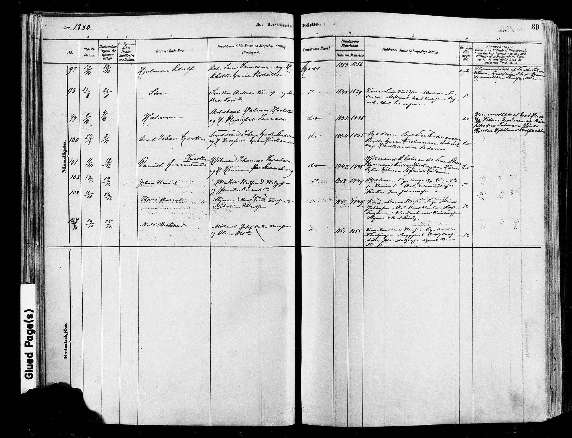 Moss prestekontor Kirkebøker, SAO/A-2003/F/Fb/L0001: Parish register (official) no. II 1, 1878-1886, p. 39