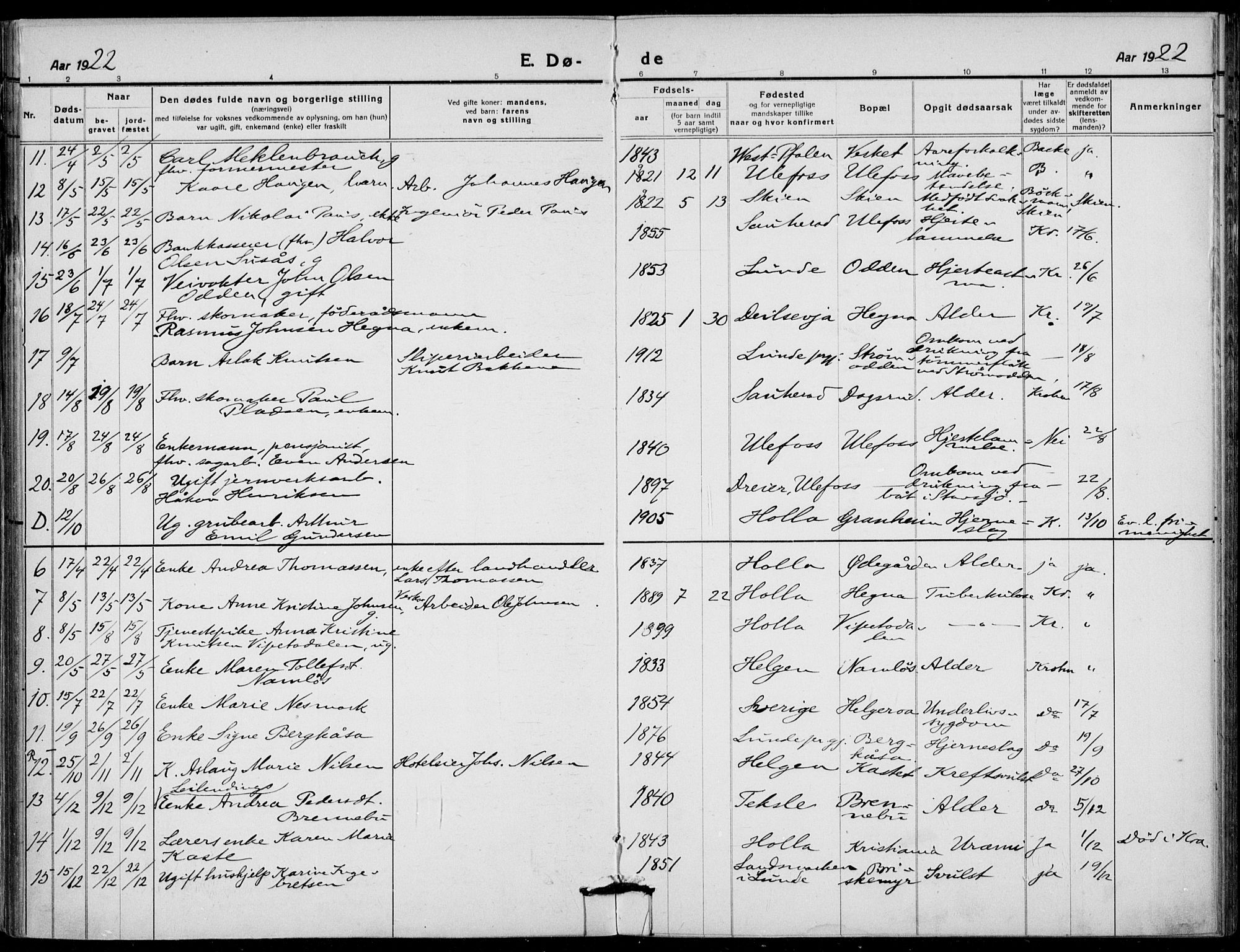 Holla kirkebøker, SAKO/A-272/F/Fa/L0012: Parish register (official) no. 12, 1907-1923