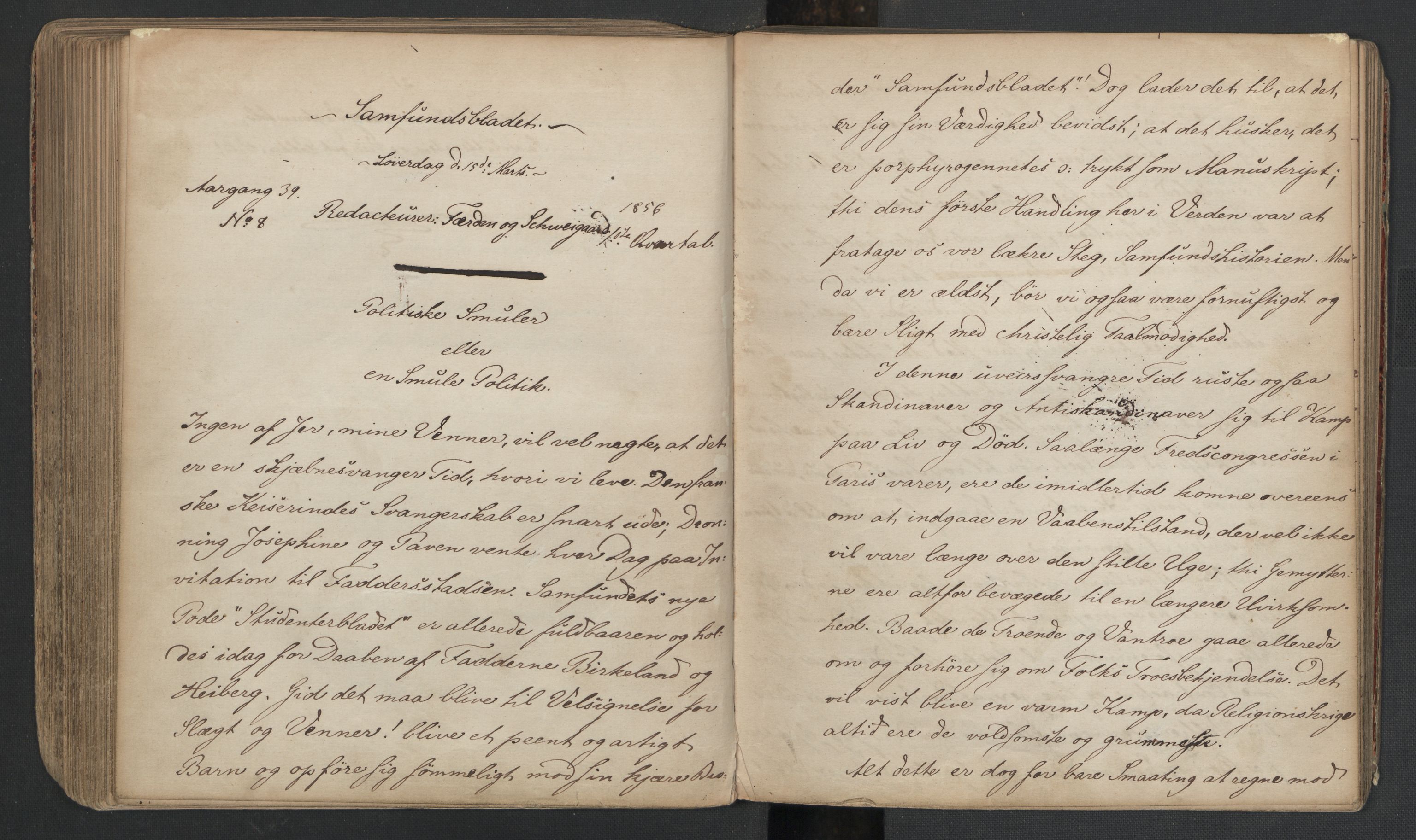 Det Norske Studentersamfund, AV/RA-PA-1322/X/Xa/L0005/0003: -- / Samfundsbladet, 1855-1856, p. 168