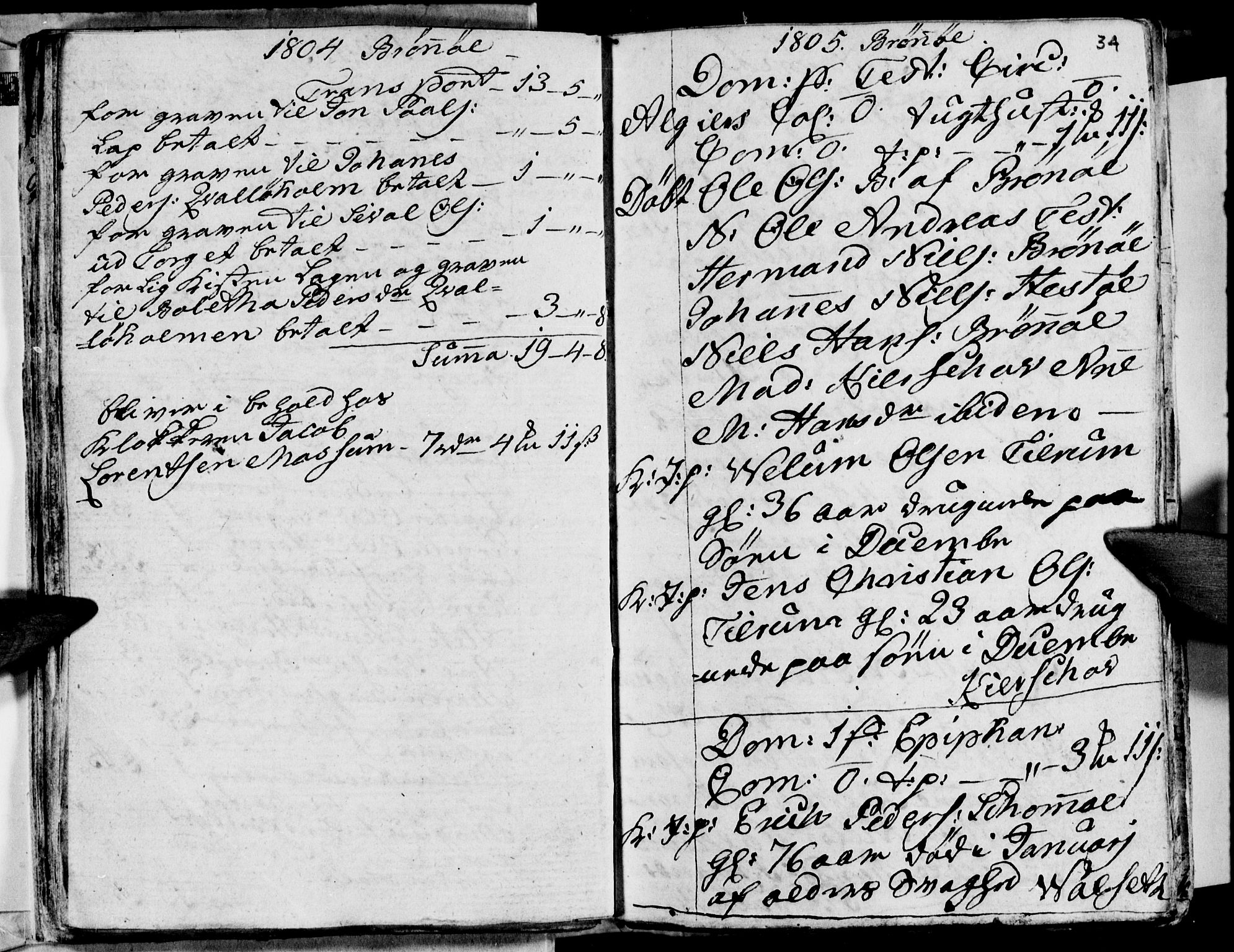 Ministerialprotokoller, klokkerbøker og fødselsregistre - Nordland, SAT/A-1459/813/L0209: Parish register (copy) no. 813C01, 1803-1821, p. 34