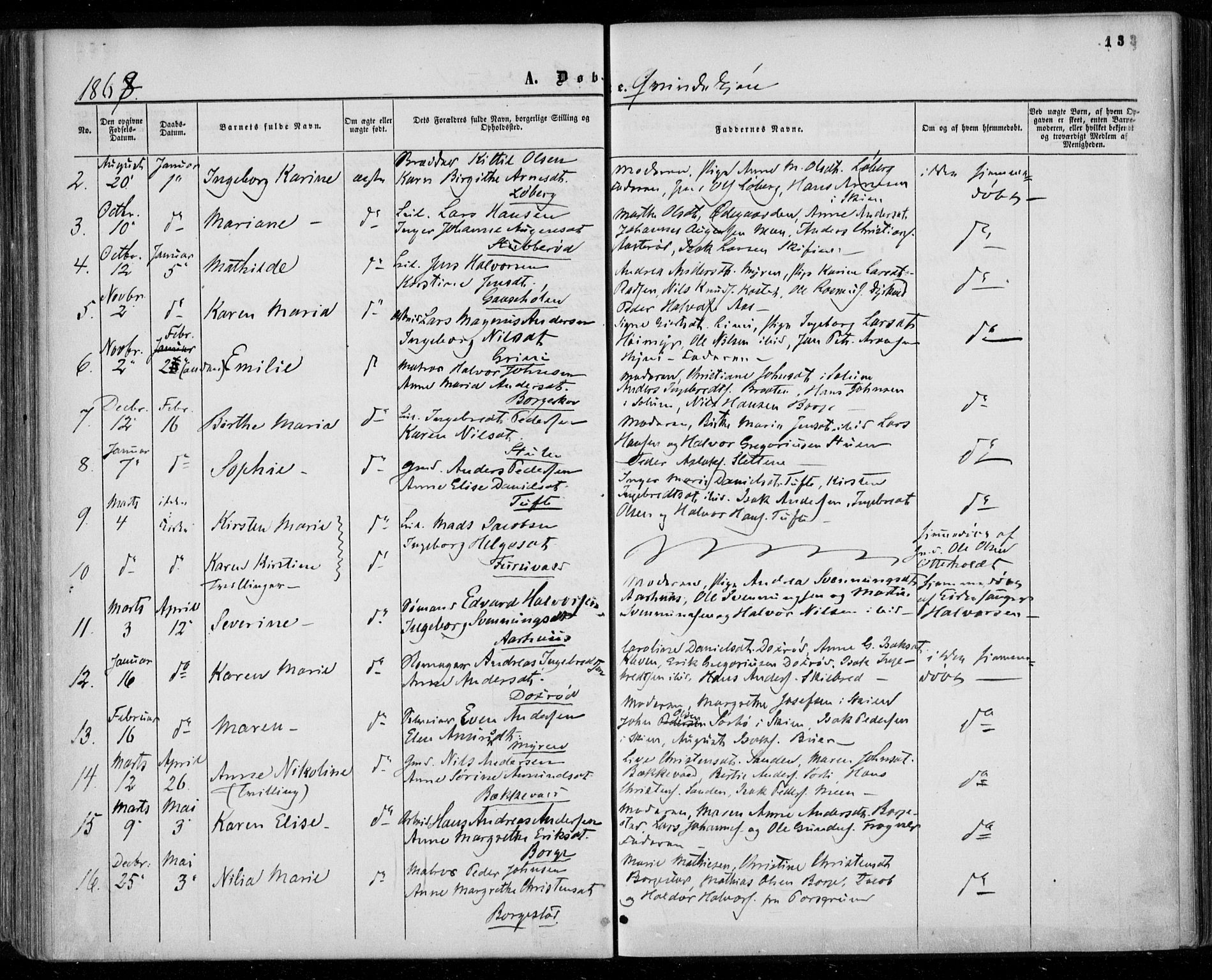 Gjerpen kirkebøker, SAKO/A-265/F/Fa/L0008a: Parish register (official) no. I 8A, 1857-1871, p. 133