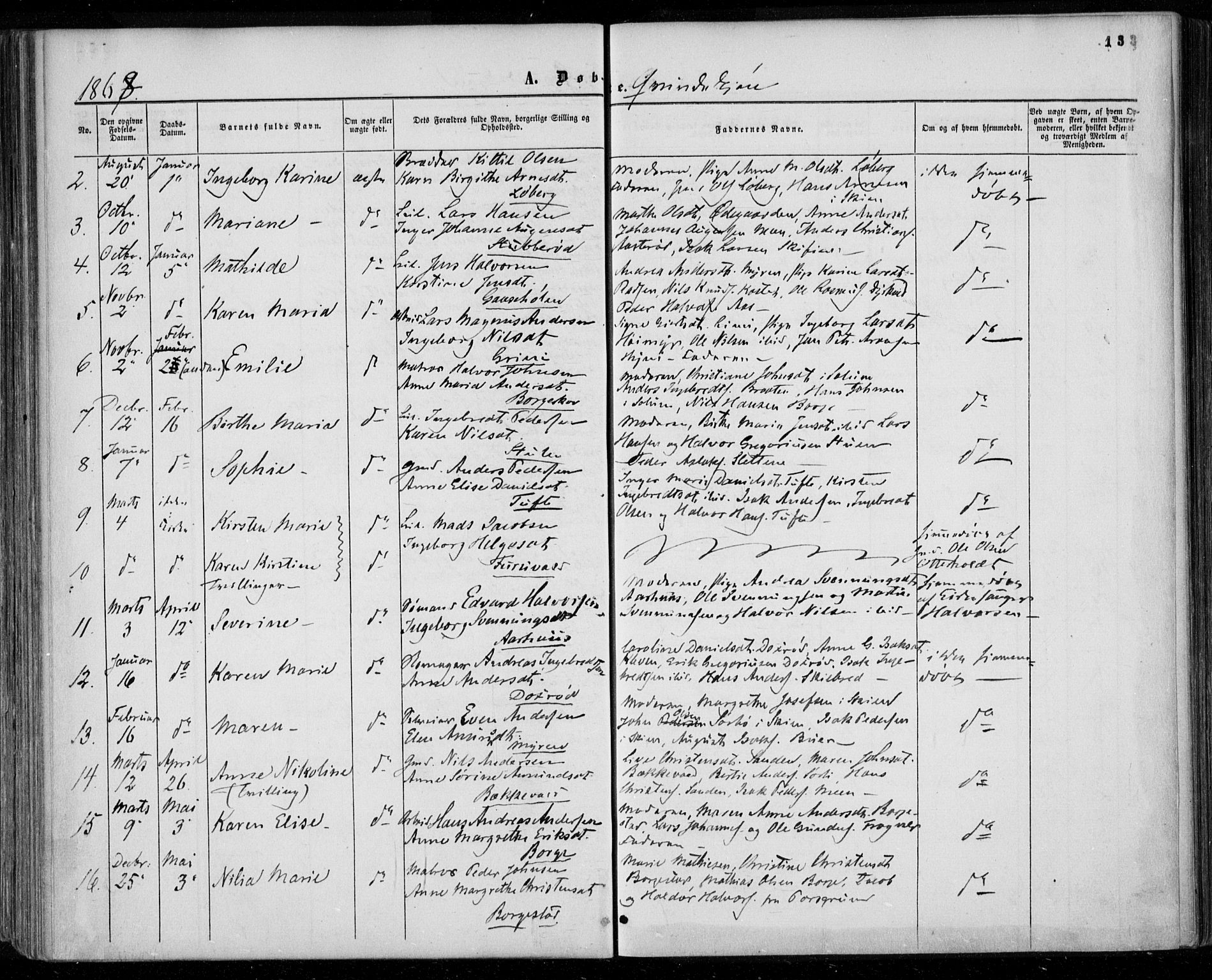 Gjerpen kirkebøker, AV/SAKO-A-265/F/Fa/L0008a: Parish register (official) no. I 8A, 1857-1871, p. 133