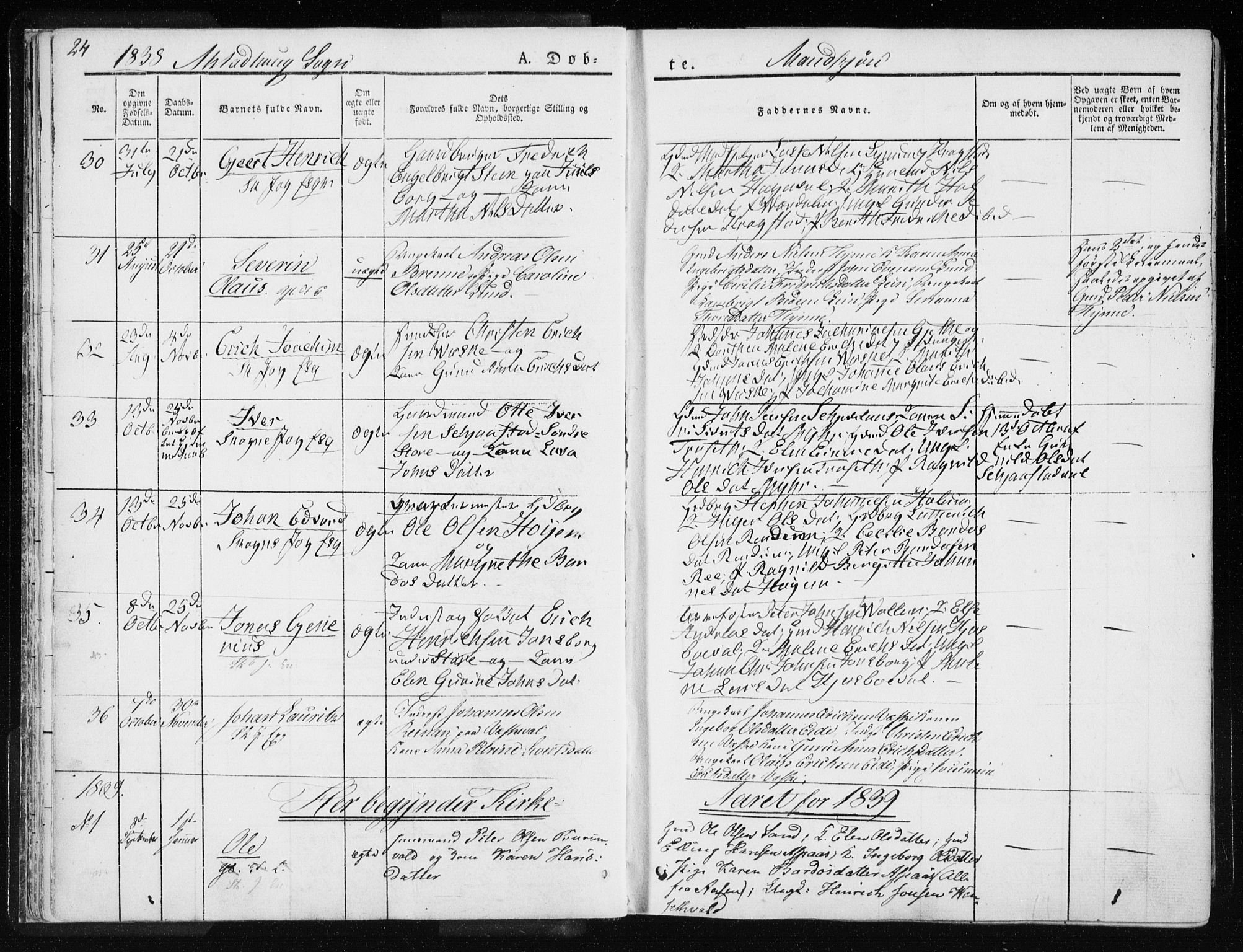 Ministerialprotokoller, klokkerbøker og fødselsregistre - Nord-Trøndelag, SAT/A-1458/717/L0154: Parish register (official) no. 717A06 /1, 1836-1849, p. 24