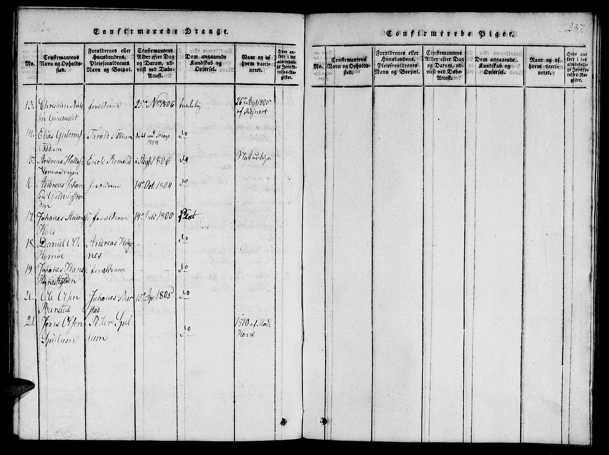 Ministerialprotokoller, klokkerbøker og fødselsregistre - Nord-Trøndelag, SAT/A-1458/770/L0588: Parish register (official) no. 770A02, 1819-1823, p. 237