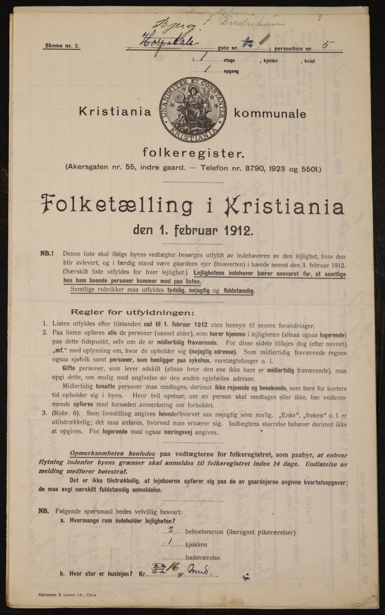 OBA, Municipal Census 1912 for Kristiania, 1912, p. 5307