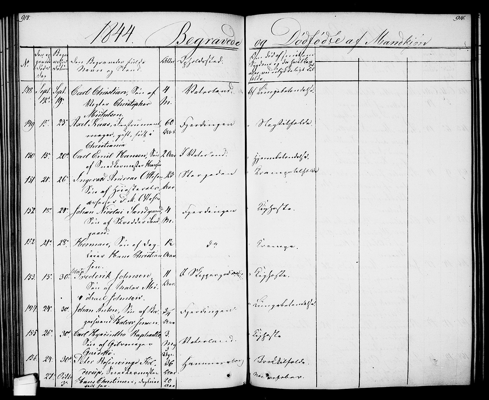 Oslo domkirke Kirkebøker, AV/SAO-A-10752/F/Fa/L0024: Parish register (official) no. 24, 1833-1846, p. 915-916