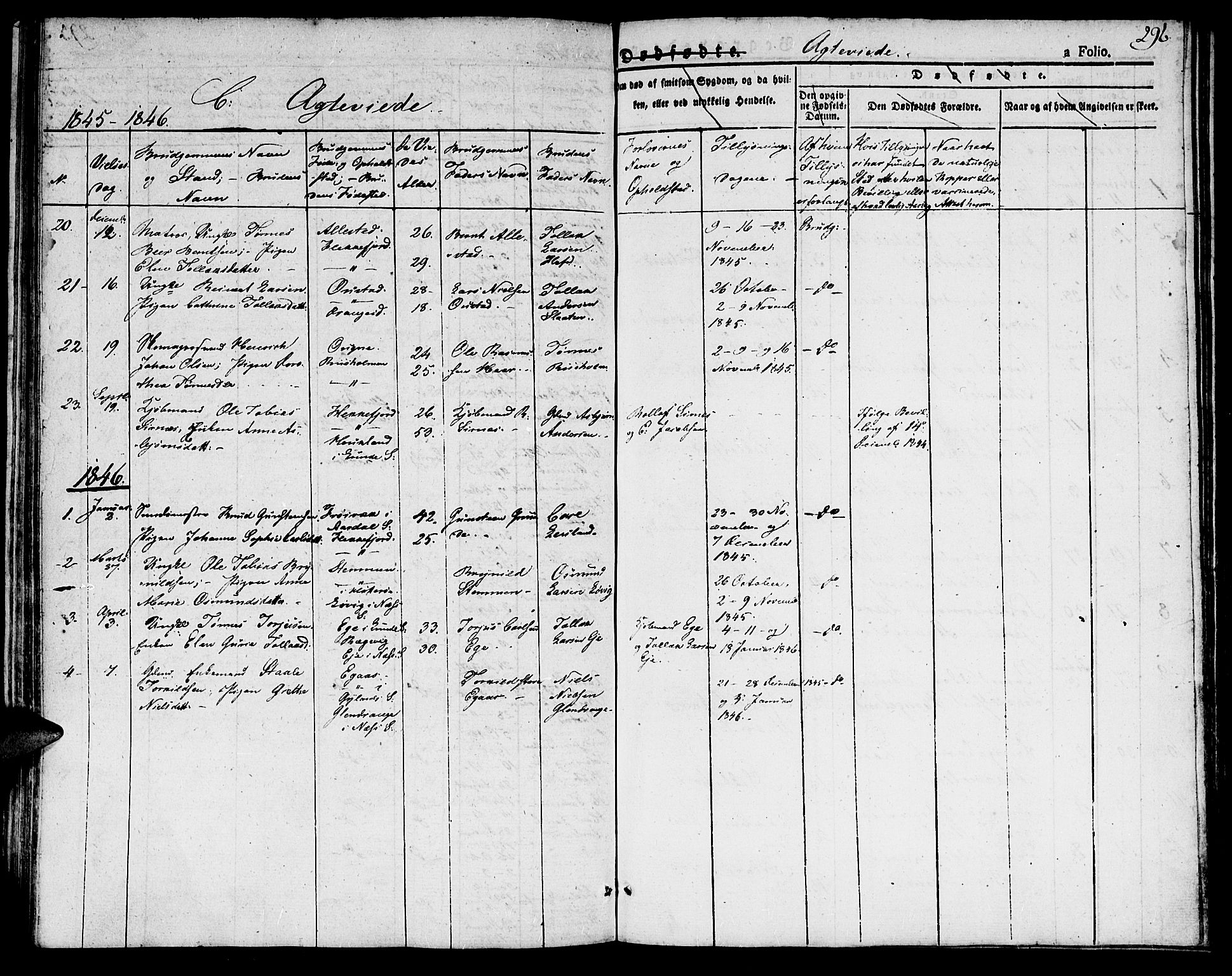 Flekkefjord sokneprestkontor, SAK/1111-0012/F/Fb/Fbc/L0004: Parish register (copy) no. B 4, 1827-1846, p. 296