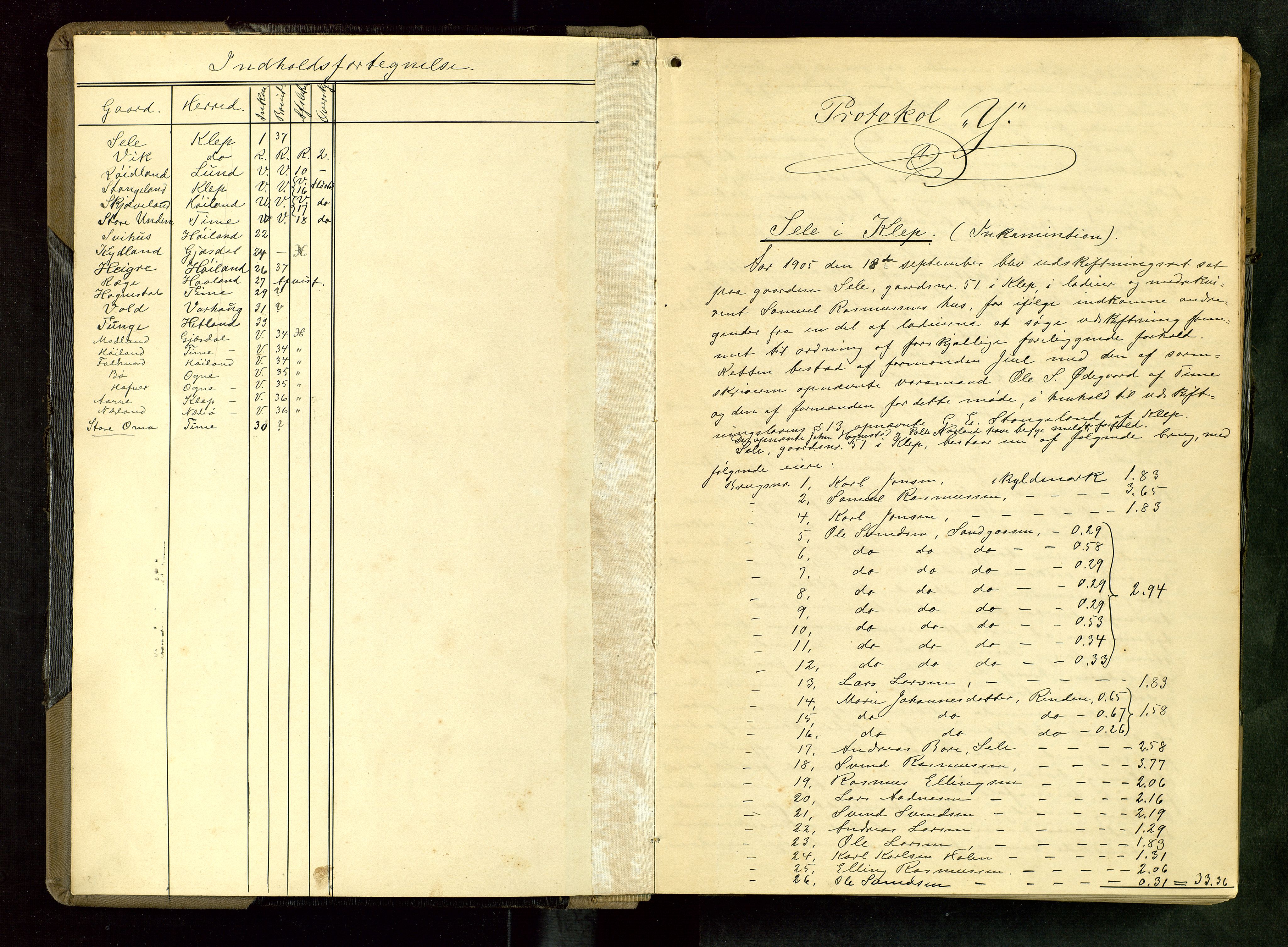 Rogaland jordskifterett, AV/SAST-A-102426/Oa/L0064: Forhandlingsprotokoll, 1905-1908