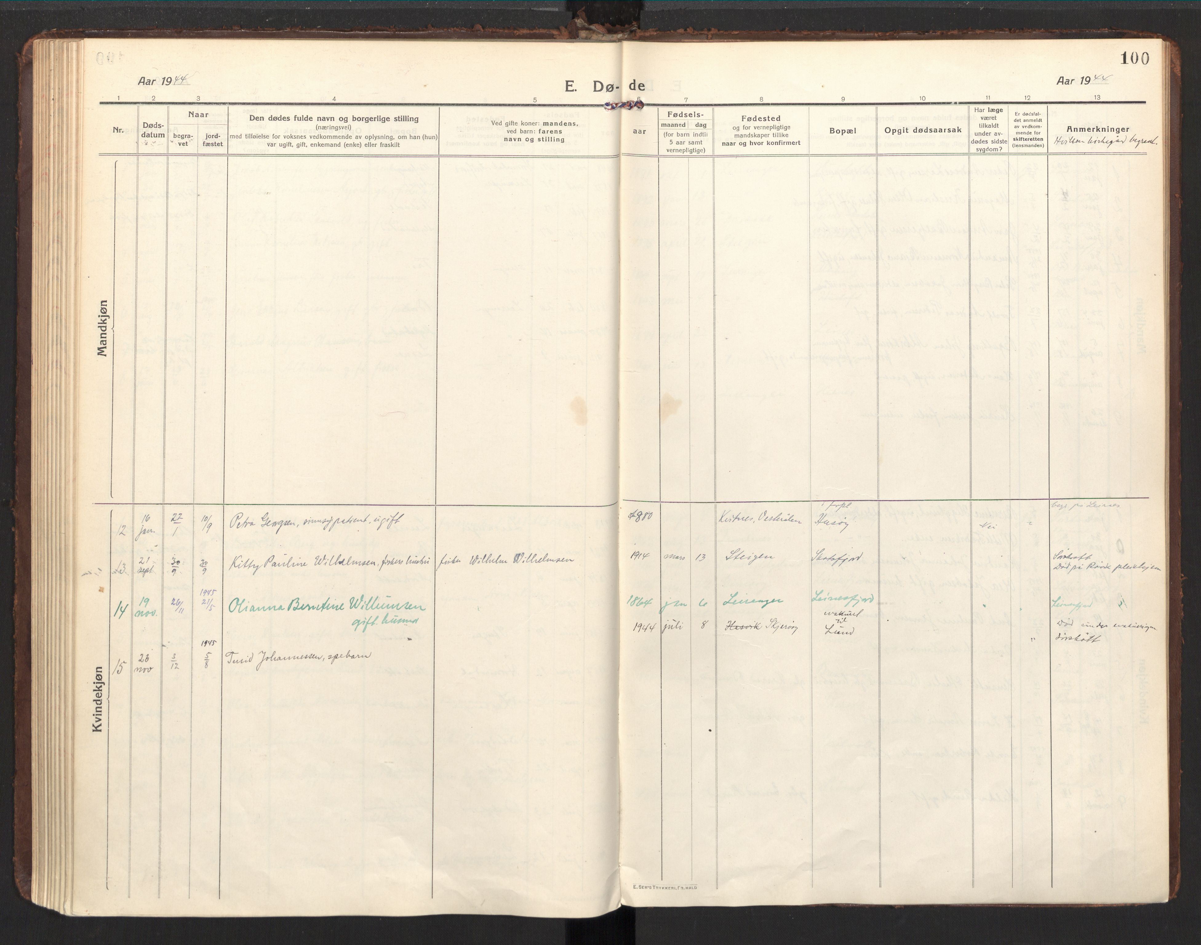 Ministerialprotokoller, klokkerbøker og fødselsregistre - Nordland, AV/SAT-A-1459/857/L0825: Parish register (official) no. 857A05, 1917-1946, p. 100