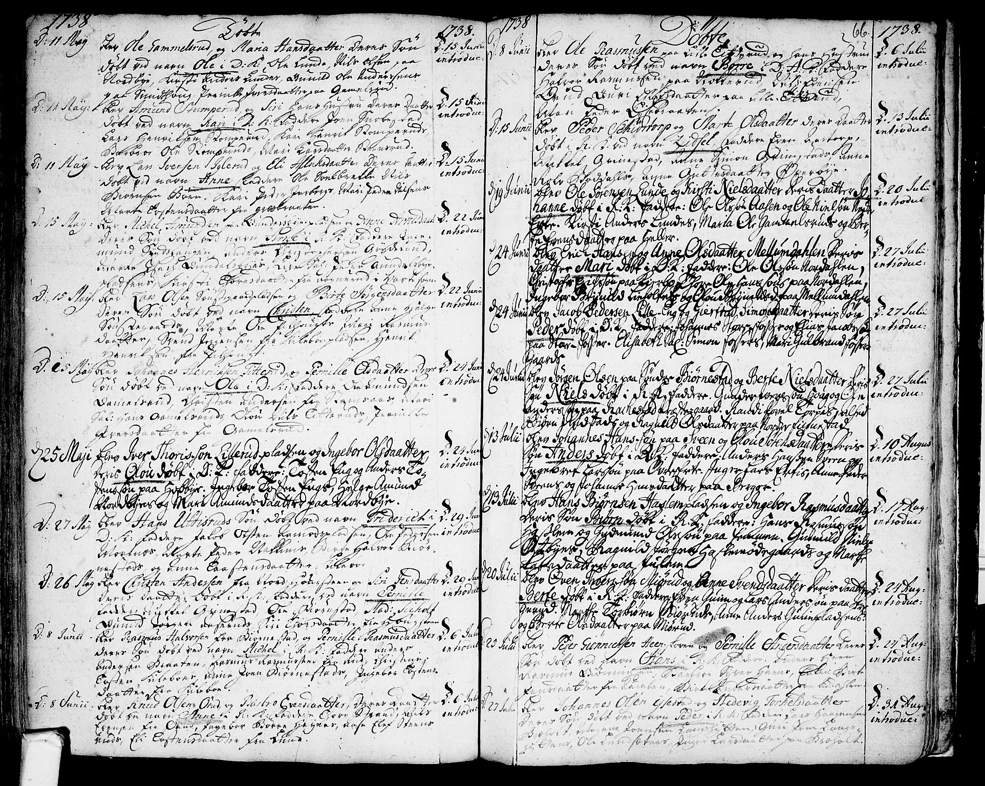 Rakkestad prestekontor Kirkebøker, AV/SAO-A-2008/F/Fa/L0001: Parish register (official) no. I 1, 1722-1740, p. 66