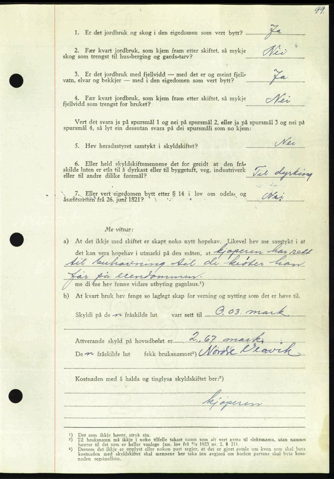 Nordmøre sorenskriveri, AV/SAT-A-4132/1/2/2Ca: Mortgage book no. A112, 1949-1949, Diary no: : 2205/1949