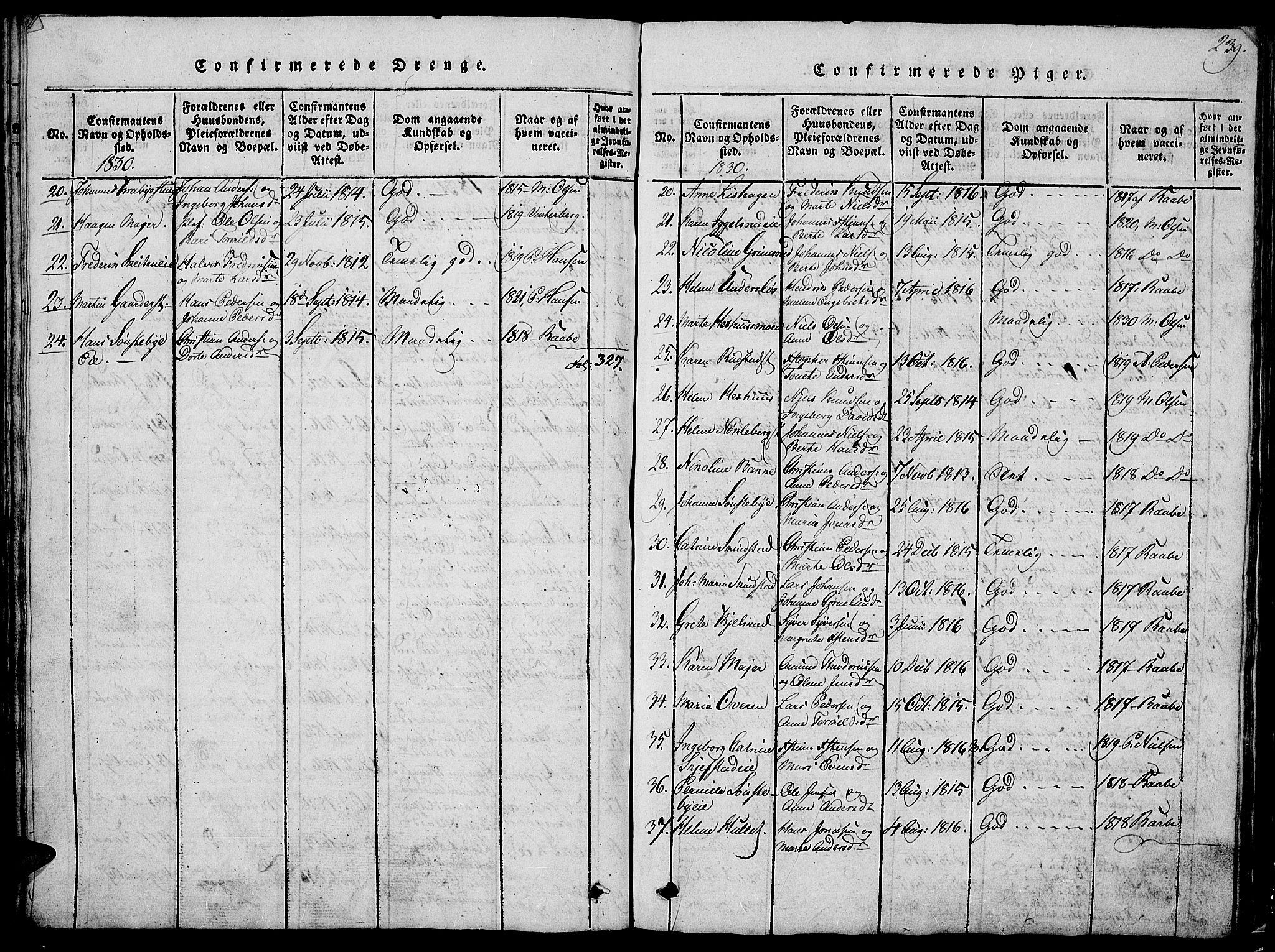 Østre Toten prestekontor, AV/SAH-PREST-104/H/Ha/Hab/L0001: Parish register (copy) no. 1, 1827-1839, p. 239